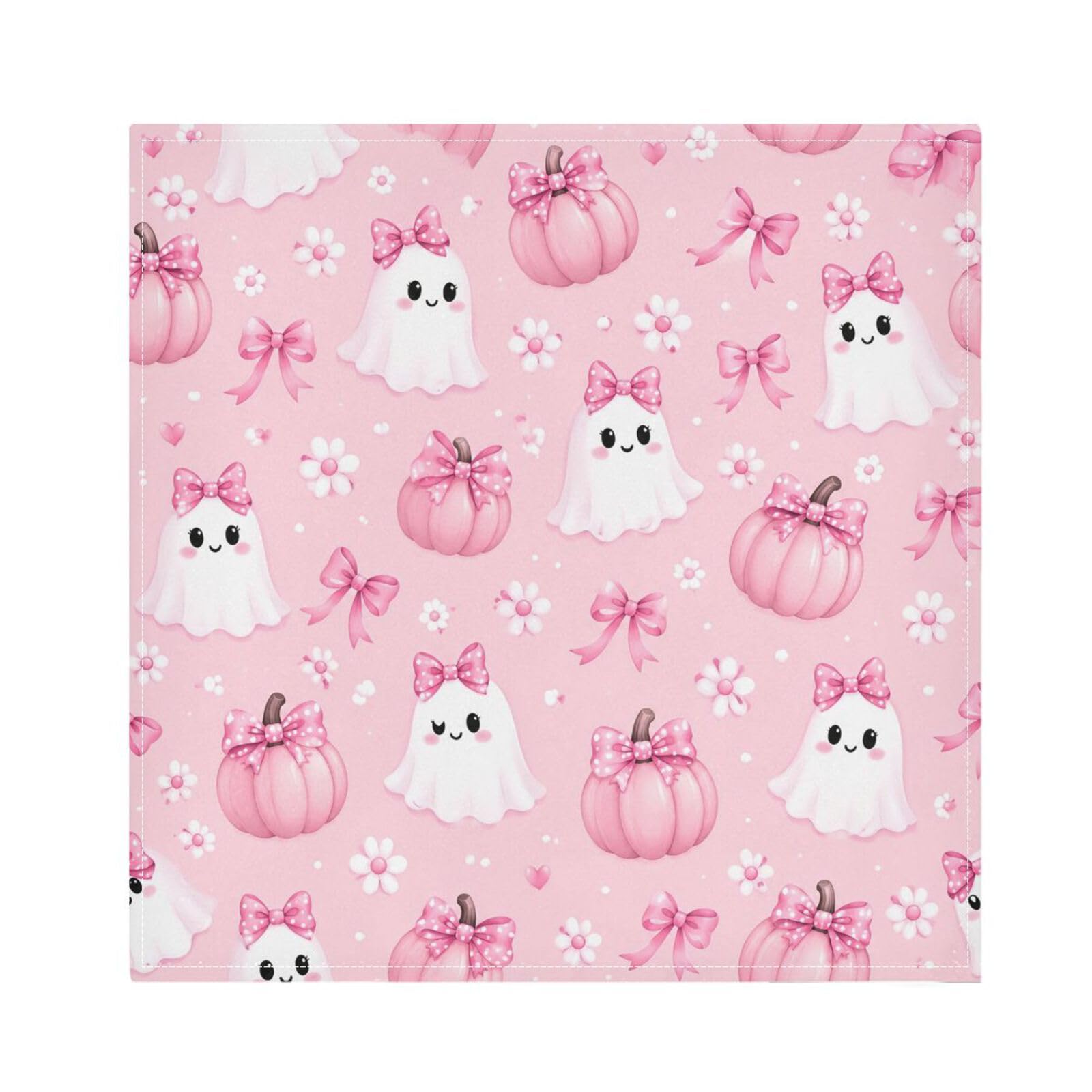 Ttgoth Halloween Boo Cloth Napkin Set of 6 Washable & Reusable Dinner Napkins for Dining Table, Banquets, Wedding, Party, 50x50 cm