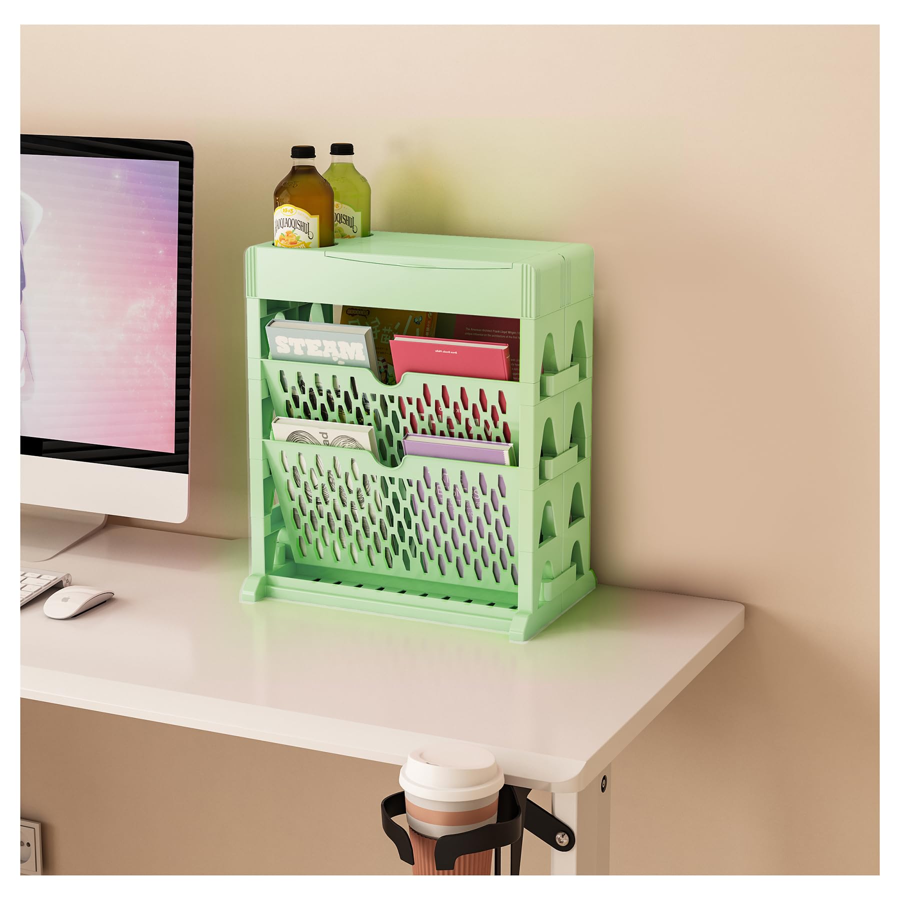 TUOYIBO Bookshelf Rolling Cart Organizer Mobile Book Shelf with Wheels Multi Tier Rolling Vertical Bookshelf,Movable Classroom Deskside Bookshelf,3single Without Wheel