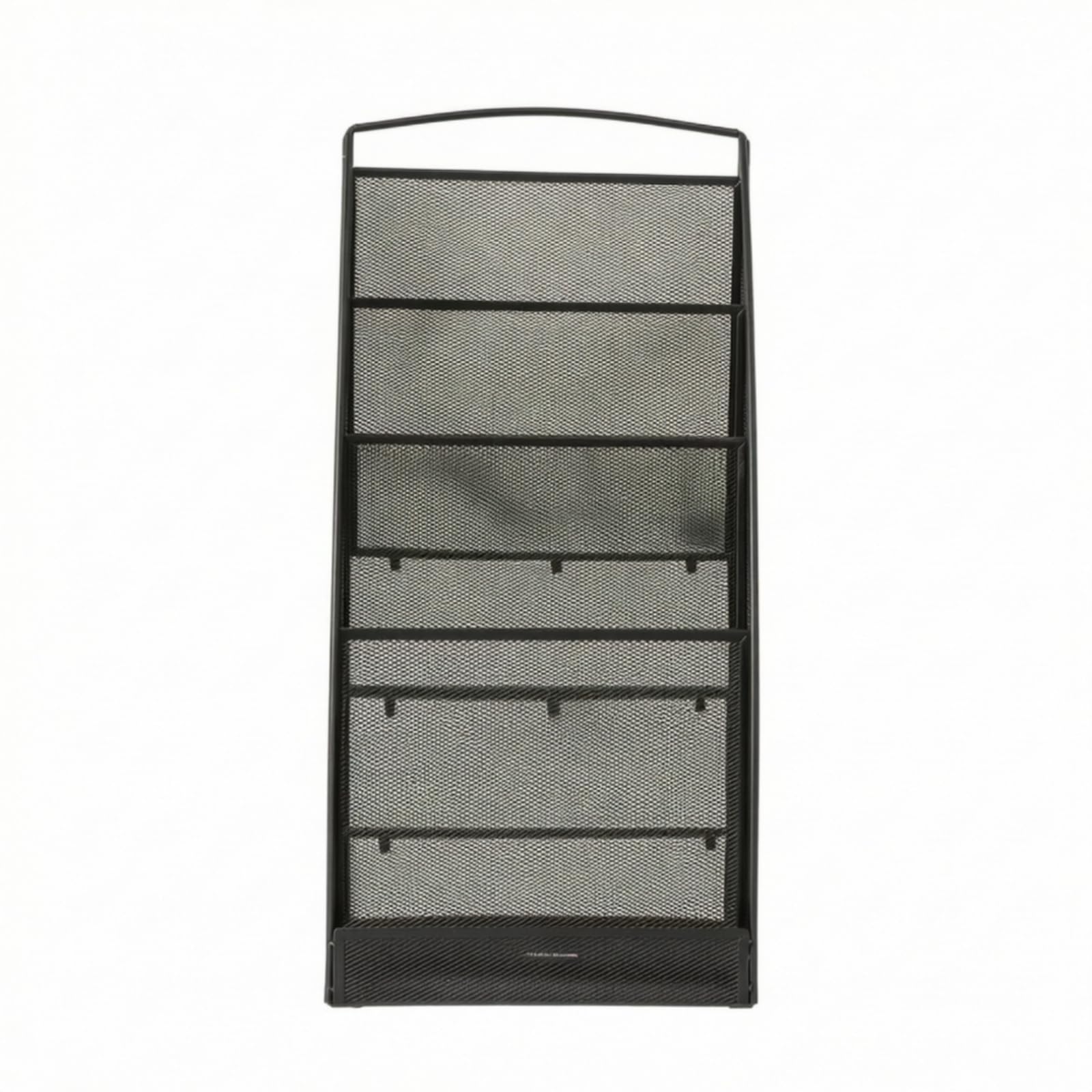 Porta Riviste in Metallo Scaffale Verticale Organizzatore Ufficio Espositore Brochure Maglia Forata a Sovrapposte per Ordine Adatto per Studi, Nero