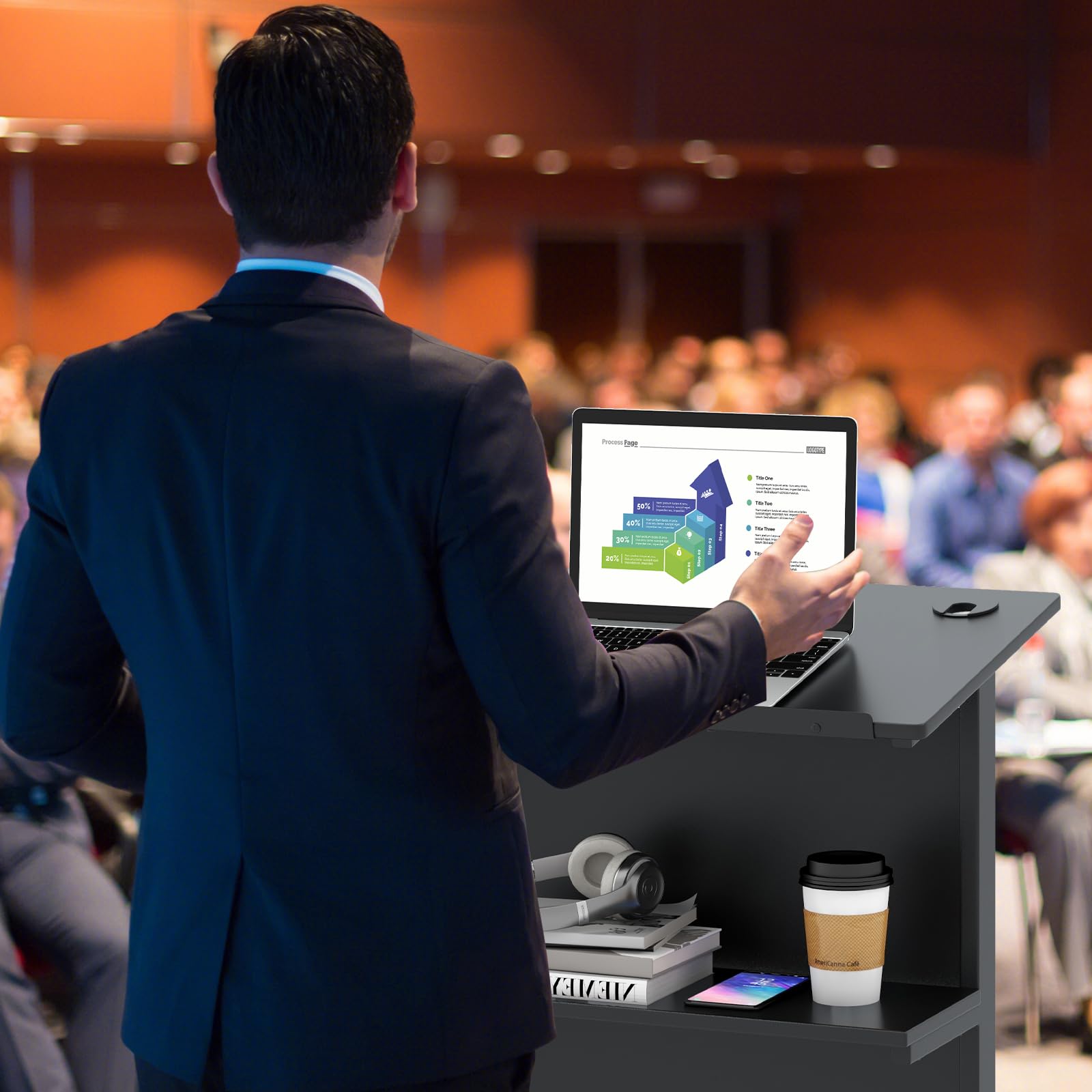 COSTWAY Stehpult höhenverstellbar, Steh-Sitz Schreibtisch mit Rollen, mobiler Stehschreibtisch mit geneigter Tischplatte & Ablagefläche, Laptoptisch für Zuhause & Büro, Schwarz