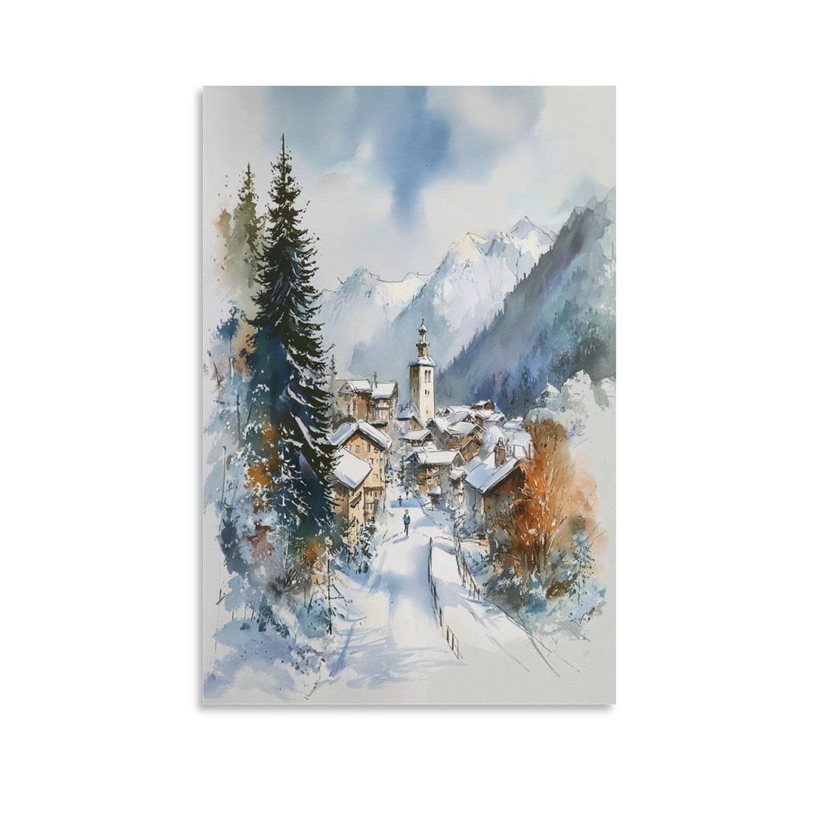 CNAHEIZ Whistler Watercolor Painting 20x30inch(50x75cm) Vintage Travel Poster Watercolor Canvas Art