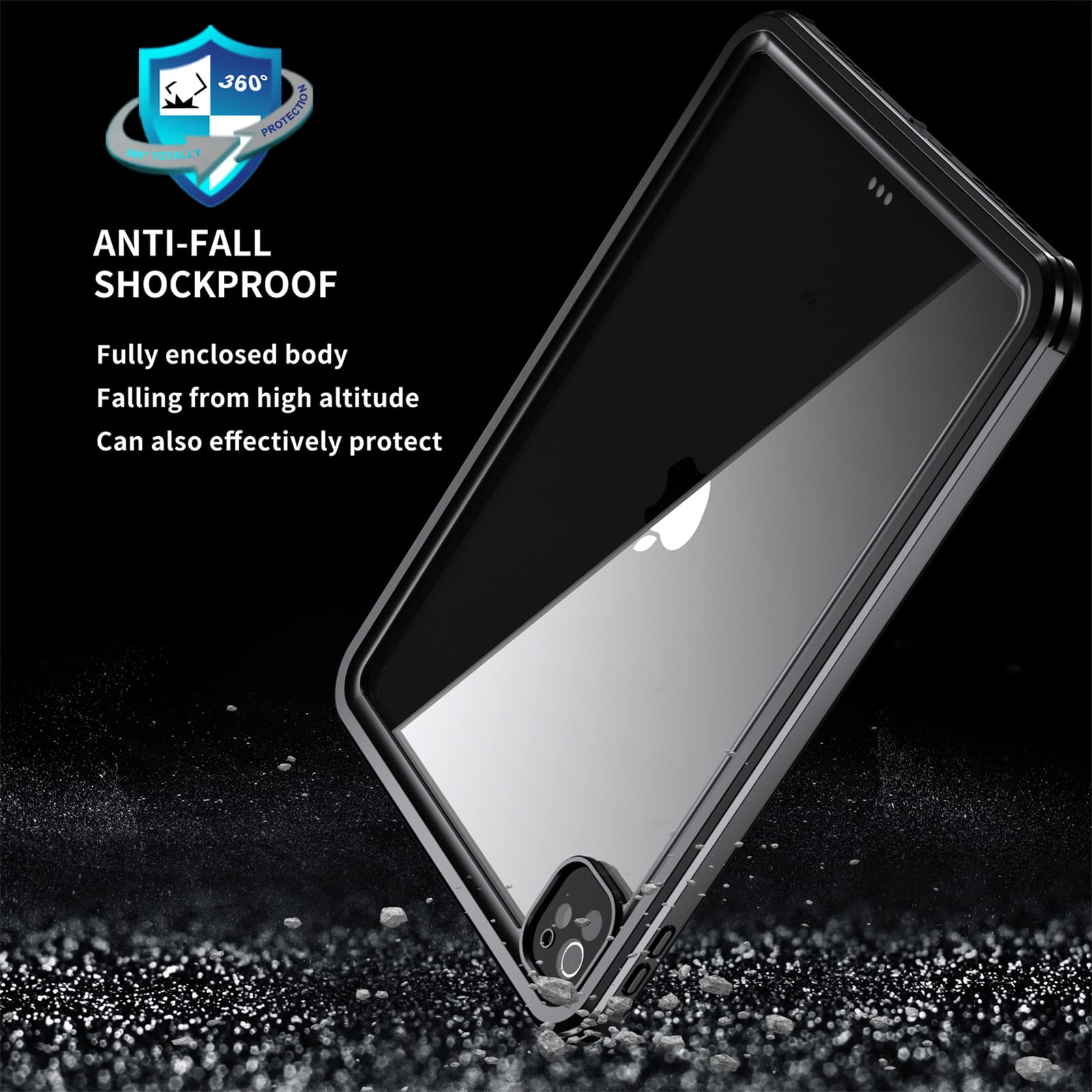 Custodia per iPad PRO 11" 3a/2a Gen(2021/2020),[IP68 Impermeabile] Custodia Sottile Antiurto Cover Impermeabile con Protezione Schermo Integrata+Cordino e Kickstand