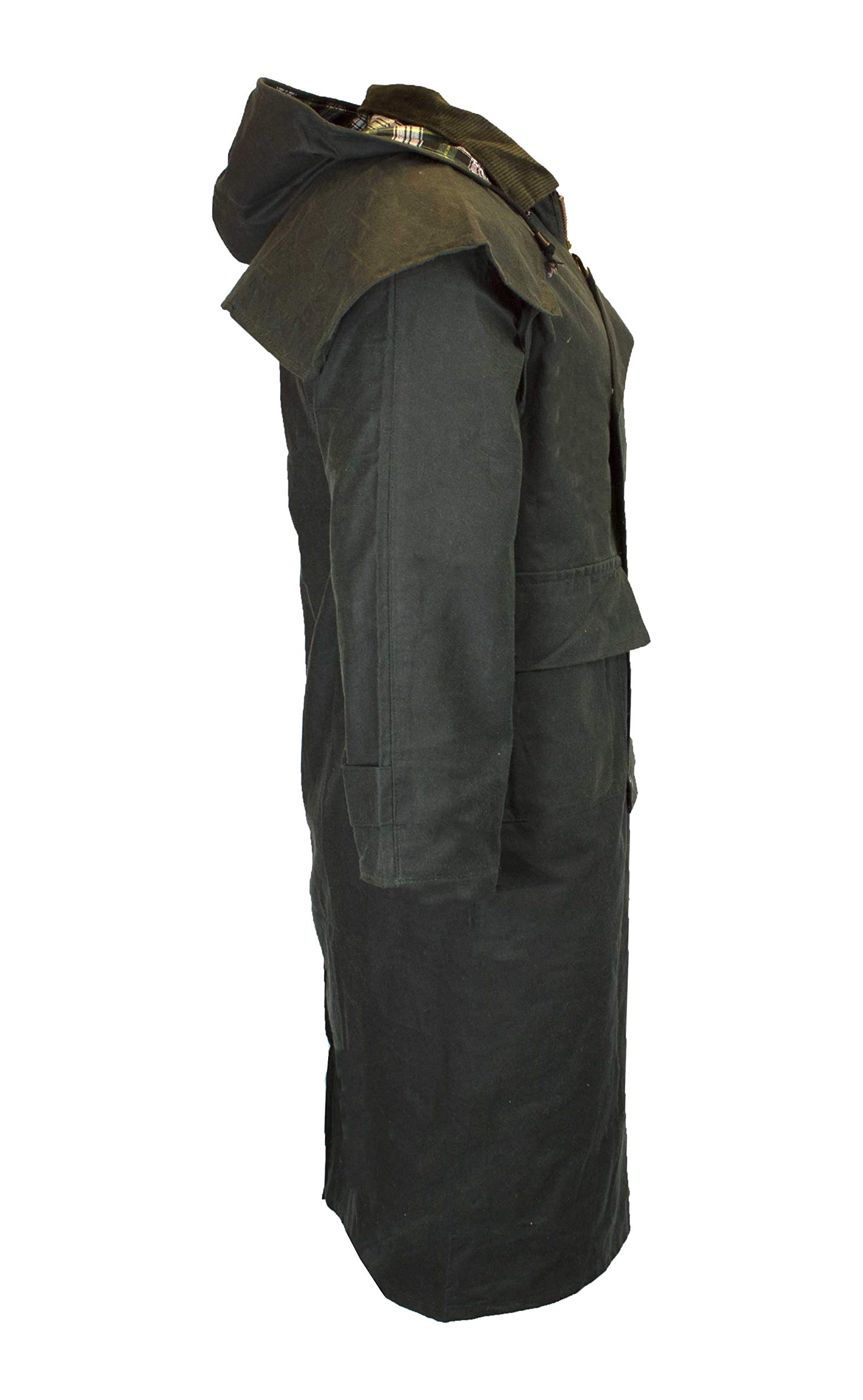 Walker & Hawkes – Impermeabile lungo cerato, unisex, stile mandriano, con cappuccio