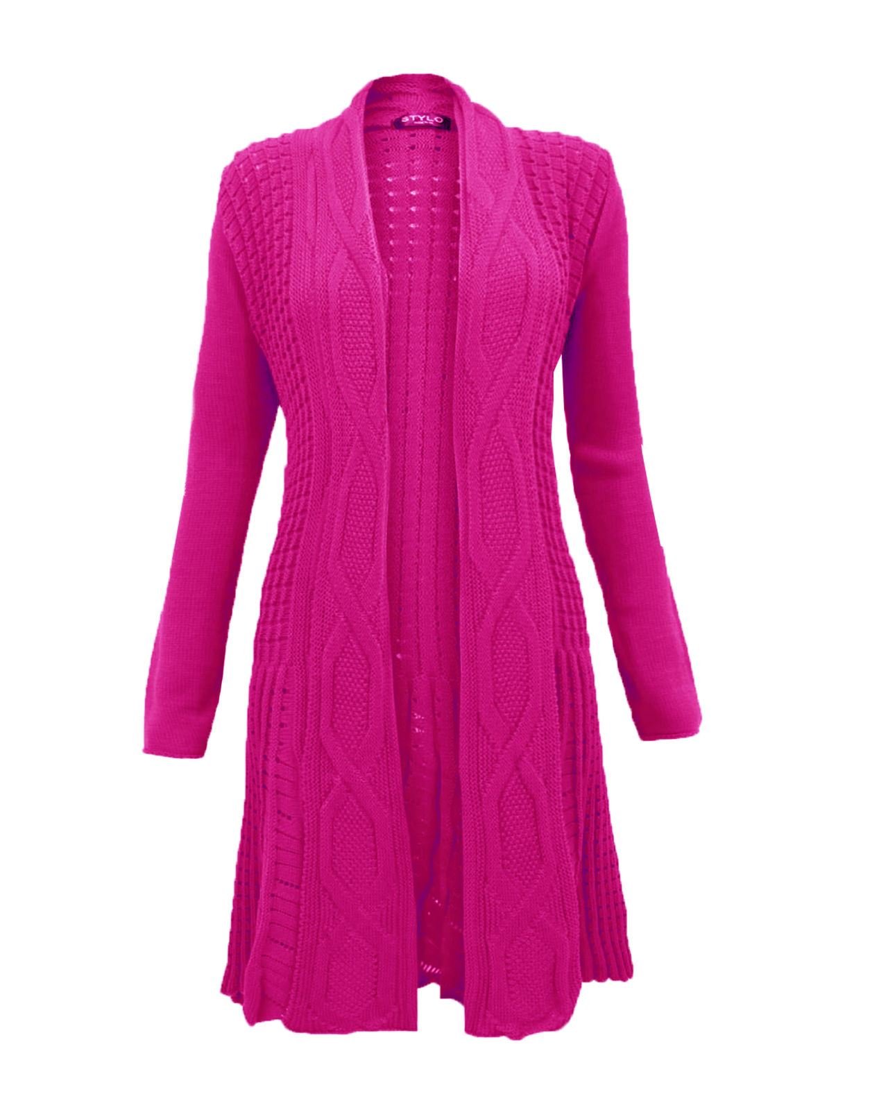 Top Vendor Women's Cerise Cable Knit Boyfriend Waterfall Granded Long Jumper Cardigan Top Plus Size[24-26,]