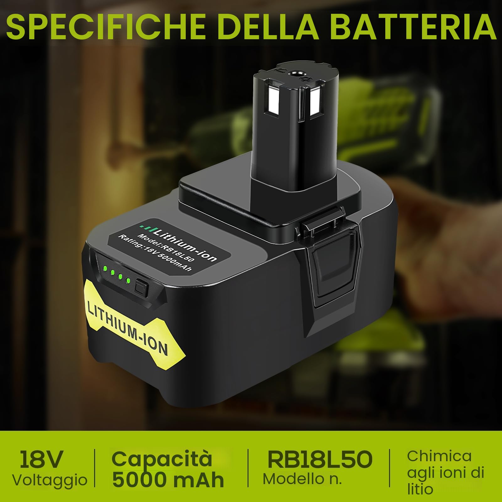 2 x Batteria per Ryobi, ASUNCELL 18V 5.0Ah P108 Batteria di Ricambio Agli Ioni di Litio per Ryobi ONE Plus 18V RB18L50 RB18L40 RB18L25 BPL-1815 BPL-1820G BPL18151 BPL1820 P104 P105 P107