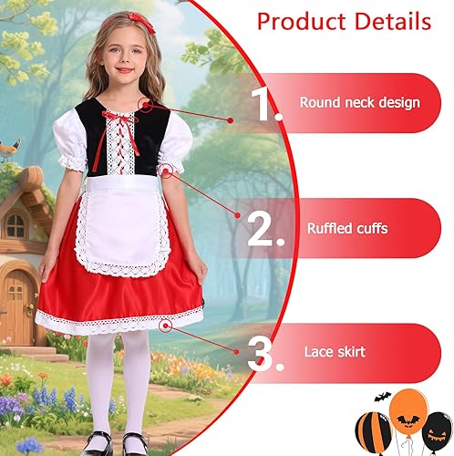 Miniatura 3 de Disfraz de Caperucita Roja para Niñas, Disfraces de Halloween, cuento de hadas, Personaje, Cosplay