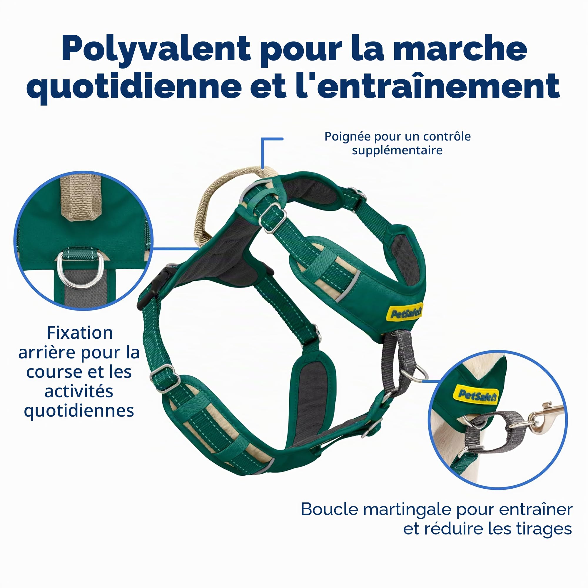 PetSafe Easy Walk Harnais Confortable Anti-Traction pour Chien Rembourrage intégral – Meilleure Marche Lors de la première Utilisation – 5 Points de réglage M/L – Vert