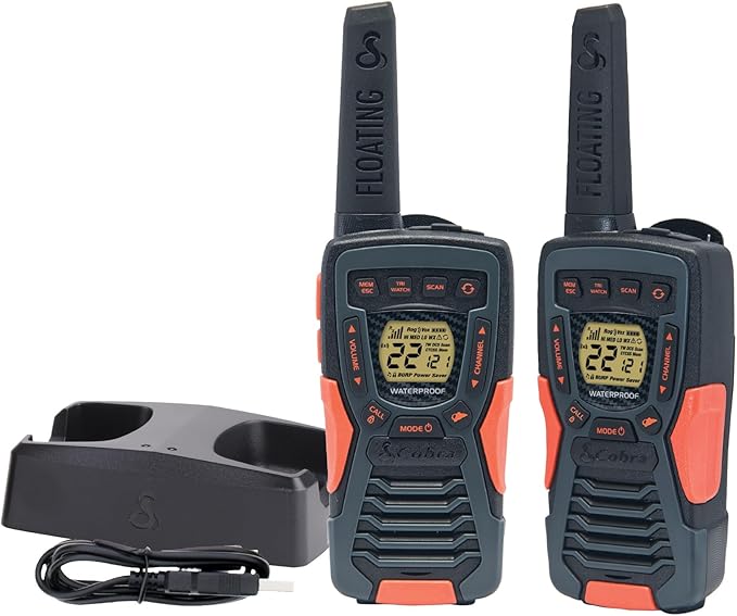 Cobra ACXT1035R FLT Floating Walkie Talkies for Adults - Waterproof, Rechargeable, Long Range up to 37-Mile Two Way Radio with NOAA Weather Alert & VOX, ( 2 Pack )