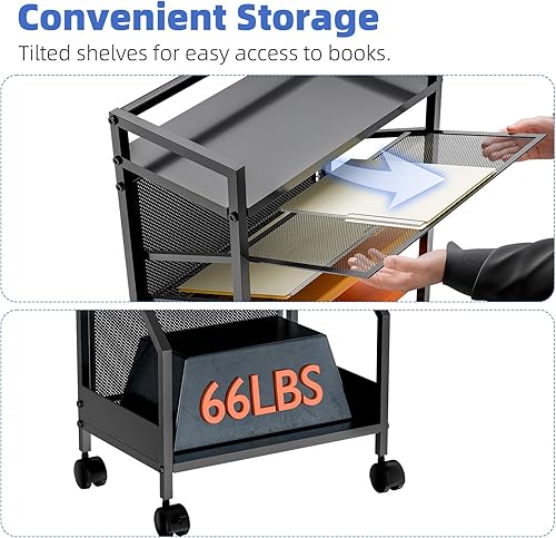 Miniatura 40 de Simple Trending Carrito de archivos rodante de 12 niveles, organizador de archivos de escritorio de madera con bandejas deslizantes y almacenamiento