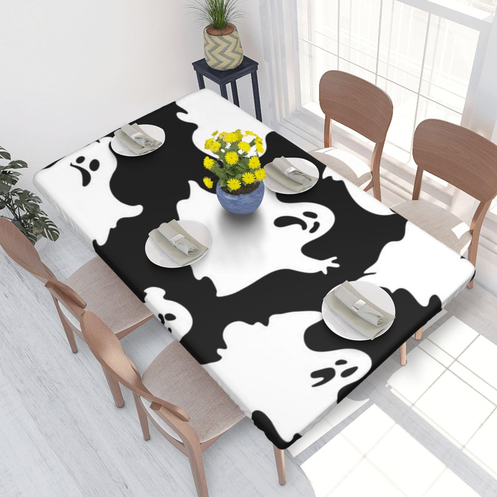 BNVSADC Halloween Goth Printed 4FT Tablecloth 122x76 CM Polyester Kitchen Water Resistant Table Cloth Dining Table Decoration Table Covers