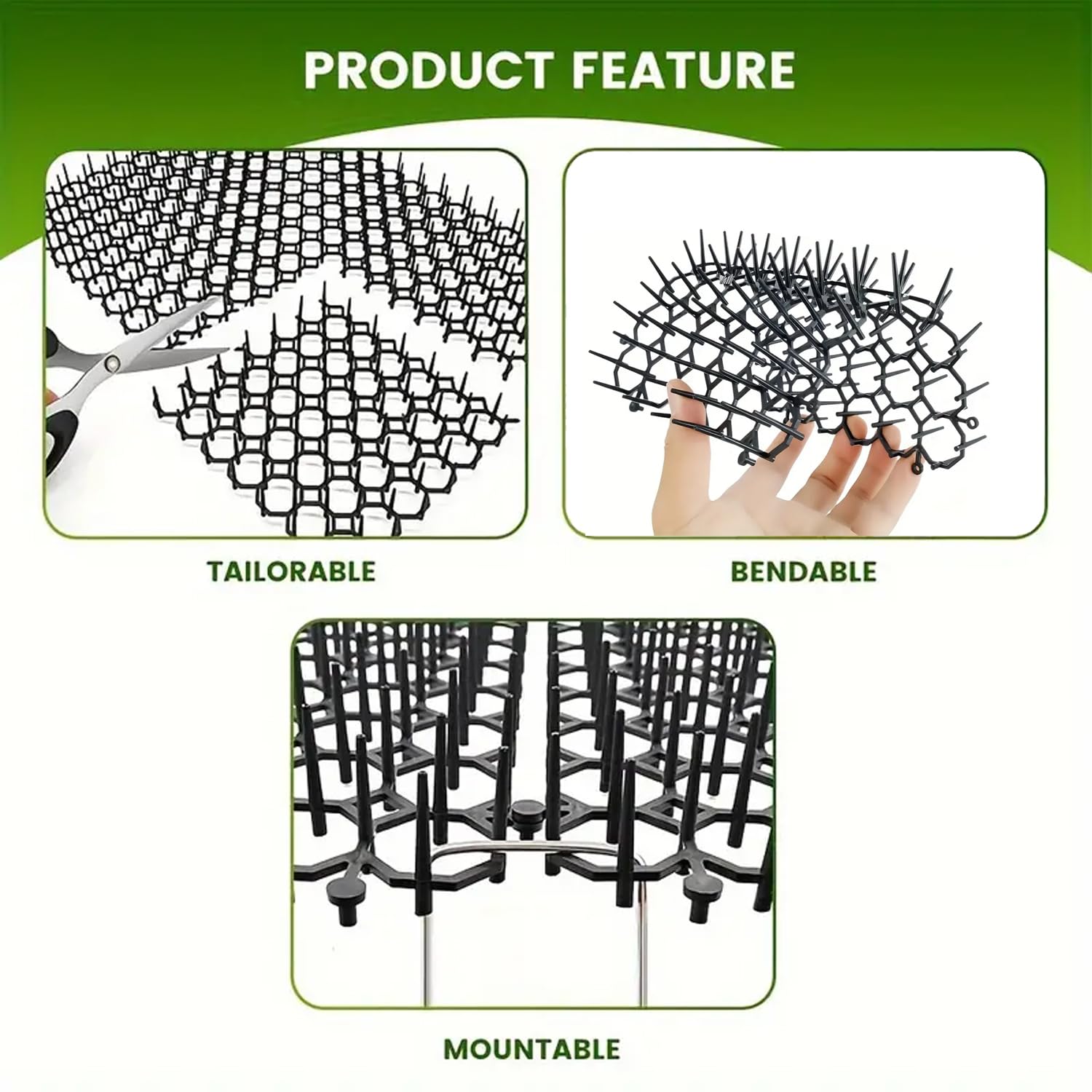 Cat Deterrent Mat,Ompinda 12 Pack 8x6 inch Cat Repellent Barrier with Spikes Cat Scat Mat for Indoor Furniture or Plant Outdoor Garden Fence - Image 3