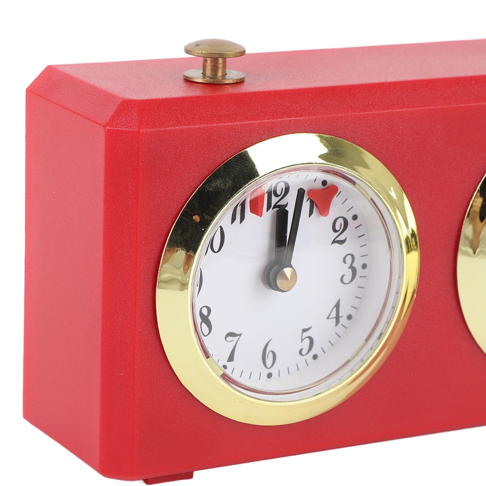 Pilipane Schachuhr Analog, Professioneller Analog Chess Clock, Uhrwerk Angetriebener, Großes Zifferblatt und Klare Markierungen, ABS Material, für Turnier Brettspiel, Schach (Rot)
