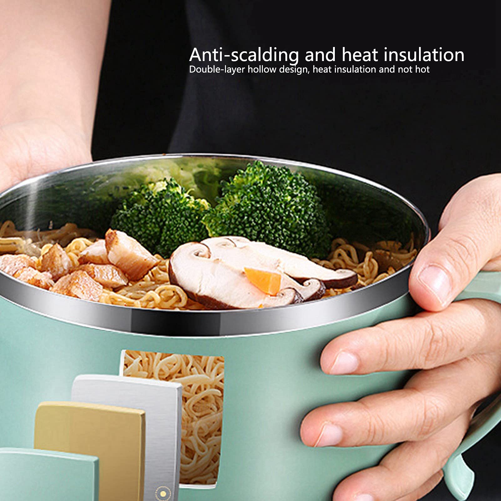 Ciotole per noodle per microonde con coperchio, noodle per tazza rapida da 1200 ml per zuppa, noodle, ciotola per zuppa ramen per dormitorio, piccola cucina o ufficio(verde)