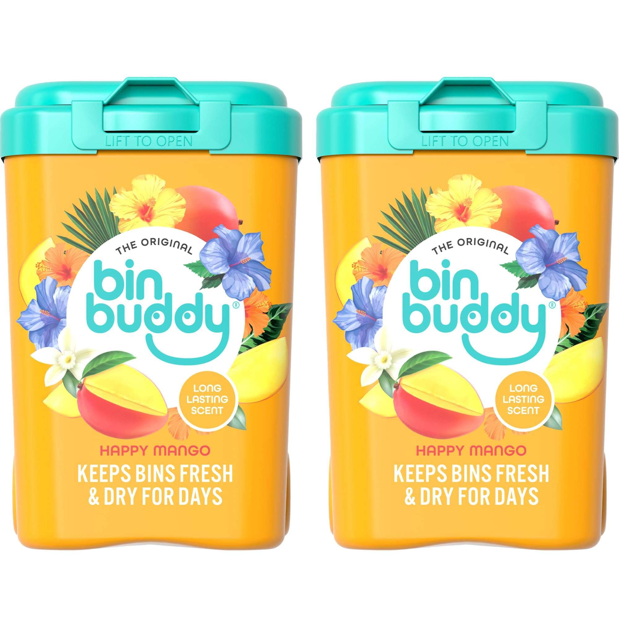 Bin Buddy Happy Mango Bin Freshener Powder 450g, Pack of 2 – Leaves Your Bin Smelling Great – Suitable for Indoor Kitchen, Bathroom, Food Waste Bins and Outdoor Wheelie Bins