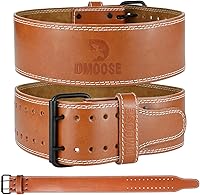 DMoose 5mm Genuine Leather Weight Lifting Belt - USPA Approved Back Support for Squats, Deadlifts & Powerlifting - Men & Women