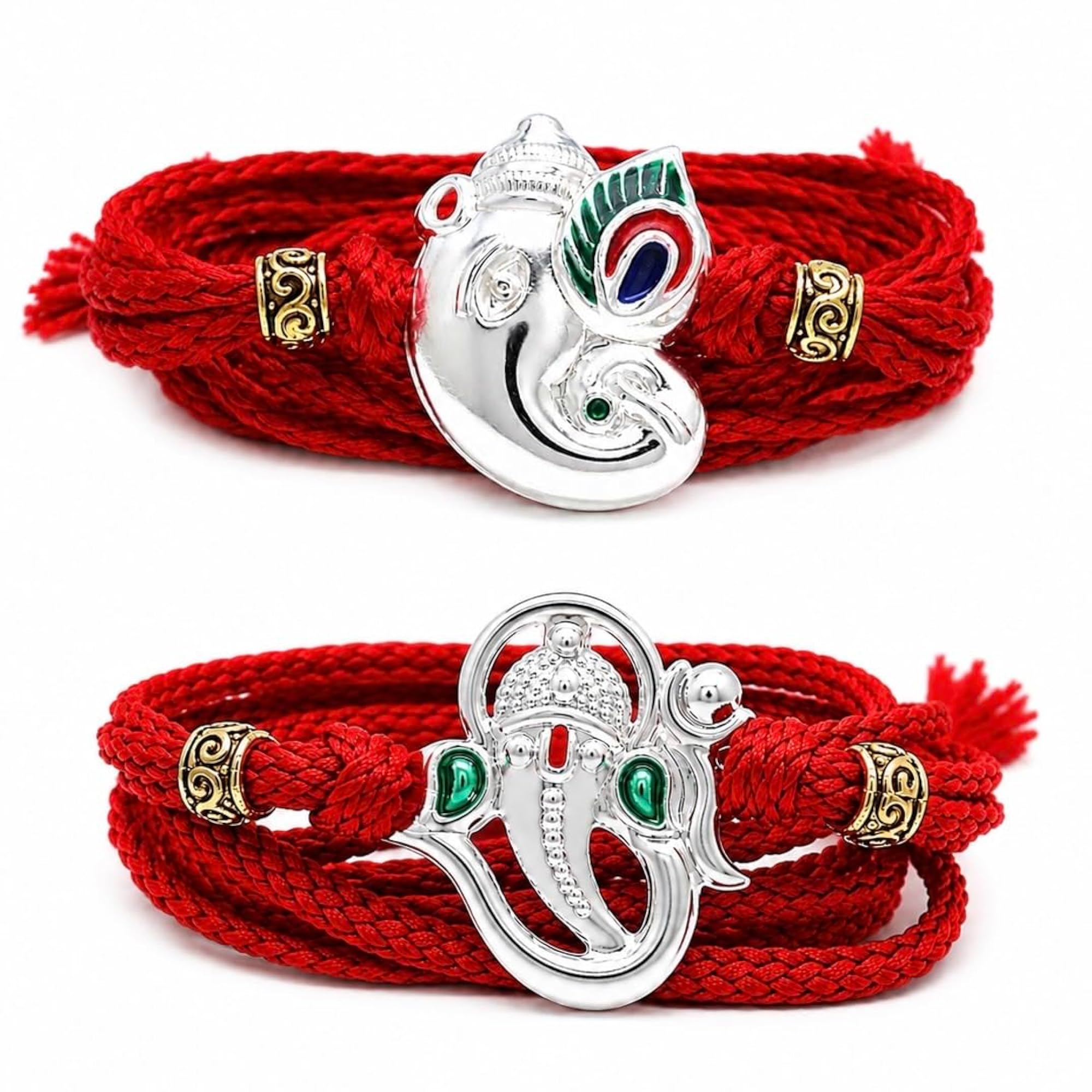 Traditional Minakari 925 Silver Rakhi Bracelet for Brother