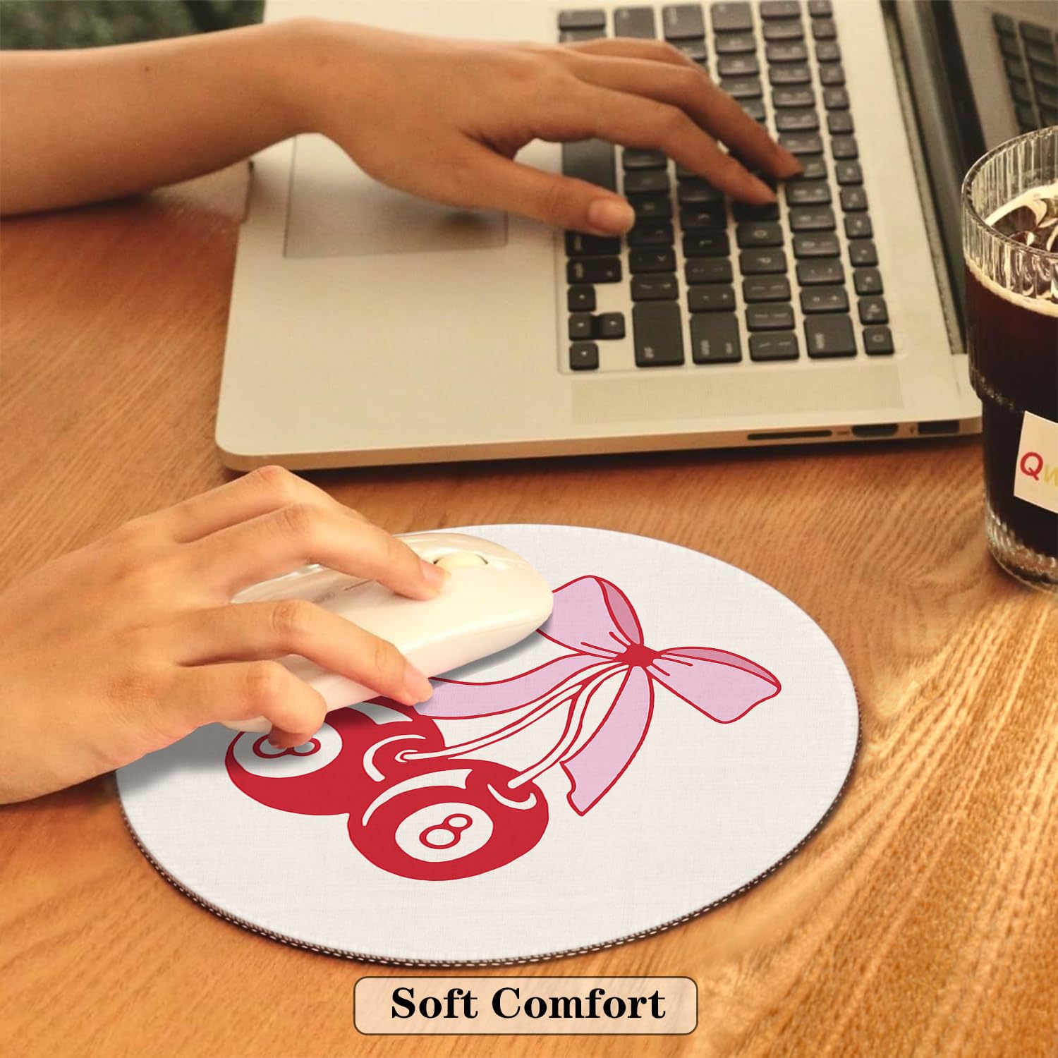 Tappetino Mouse Rotondo Rosa - Design Y2K Coquette Per Scrivania