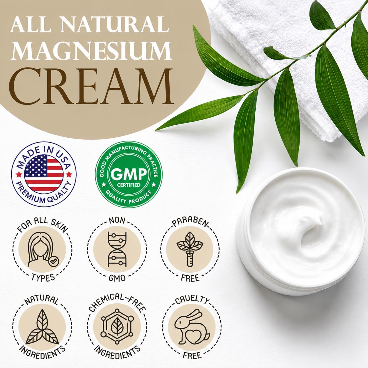 Organa Magnesium Lotion | Magnesium Cream for Sore Muscles, Leg Cramps and Joint Support | Shea Butter Infused Magnesium Lotion