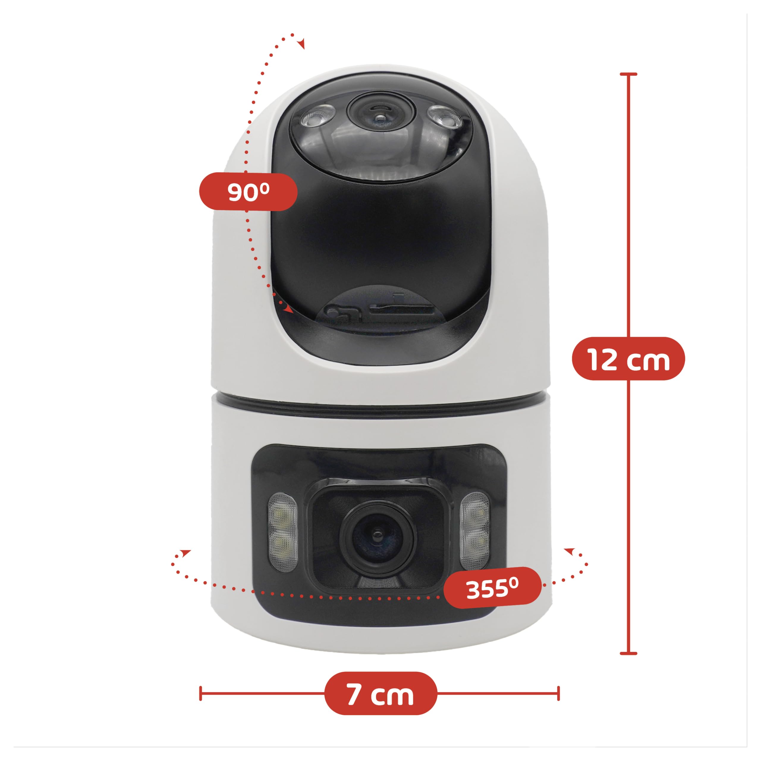 energeeks Sentinel Duo - Caméra de Surveillance WiFi intérieure - 2,4/5GHz - Double Objectif 4MP + 4MP - Motorisée à 360° - Autotracking - Bluetooth - Détection Humaine et Son - Sirène et lumière LED