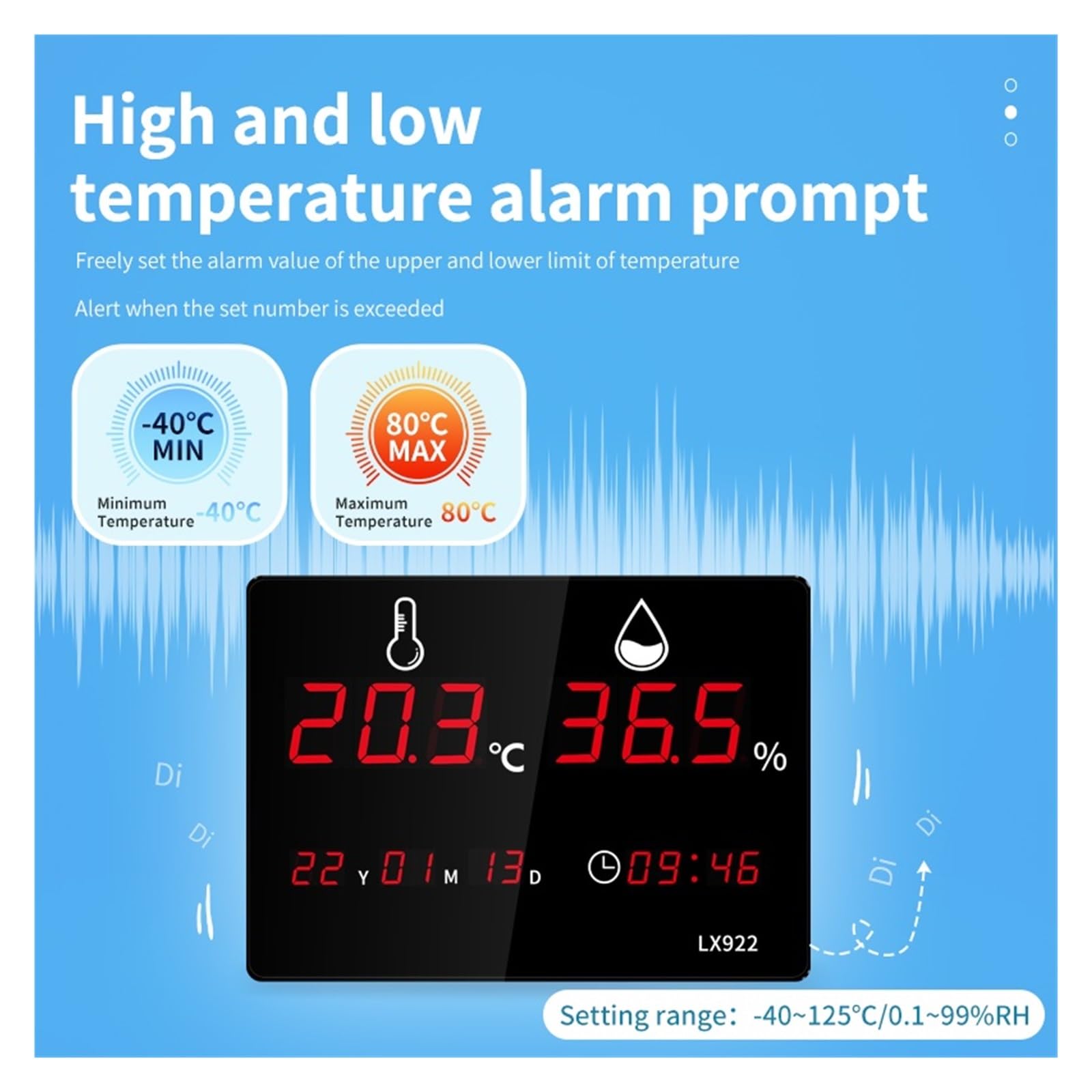 Termometr Do Wody Cyfrowy Higrometr LED Termometr Do Sauny Temperatura Wewnętrzna I Zewnętrzna Monitor Wilgotności Z Alarmem Miernik Temperatury Miernik Wilgotności