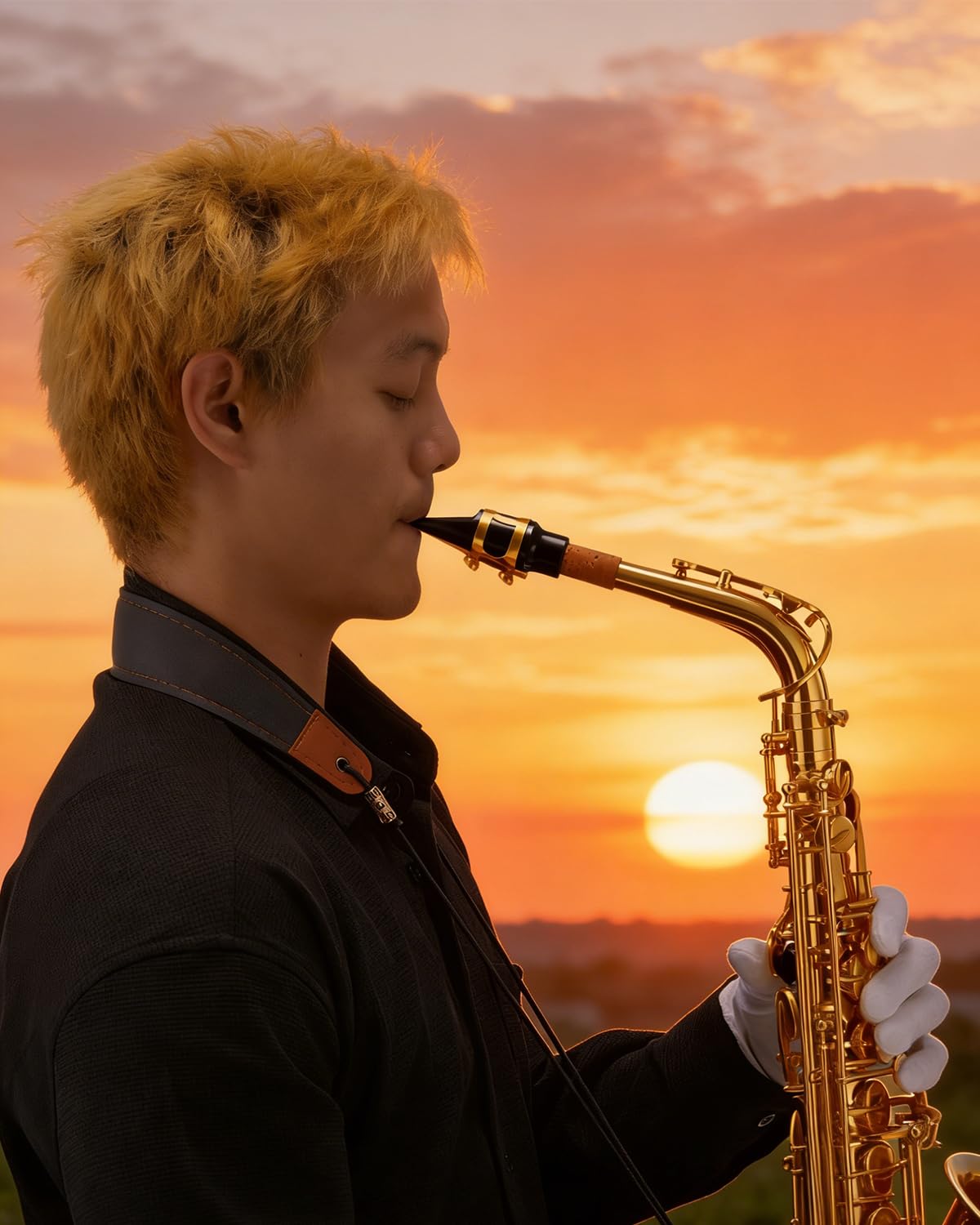 STRICH Kit de saxophone alto en cuivre pour débutants, comprenant une sangle de cou, un bec et des anches, destiné à la pratique à la maison et aux orchestres scolaires, SSA-31