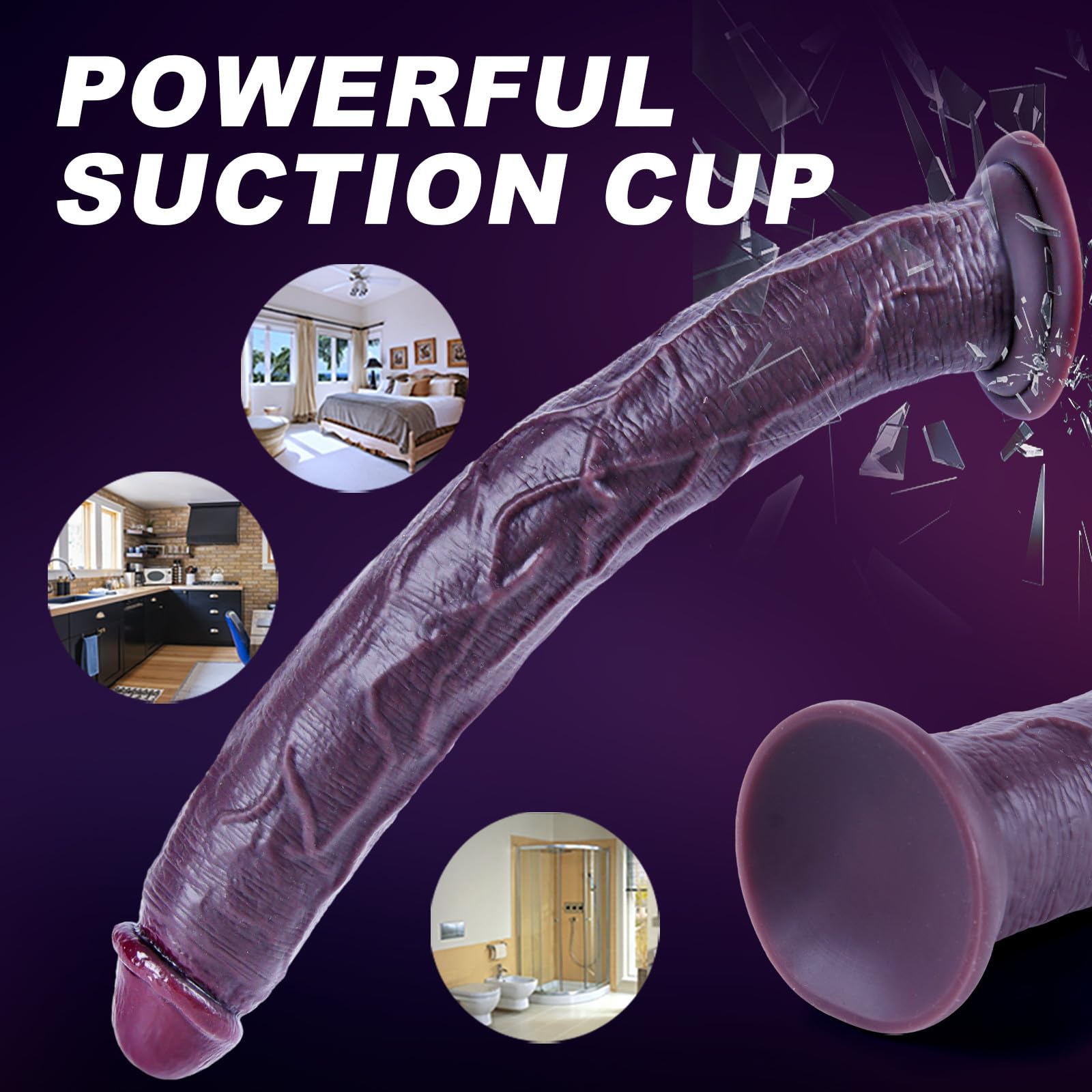 16.5" Extra Long Giant Dildo, Realistic Silicone Huge Dildo, Large Wide Anal Penis, Small Glans Thick Body Without Eggs,Fat XXL Big Penis with Strong Suction Cup,Adult Toys for Men/Women Advanced Use: Black
