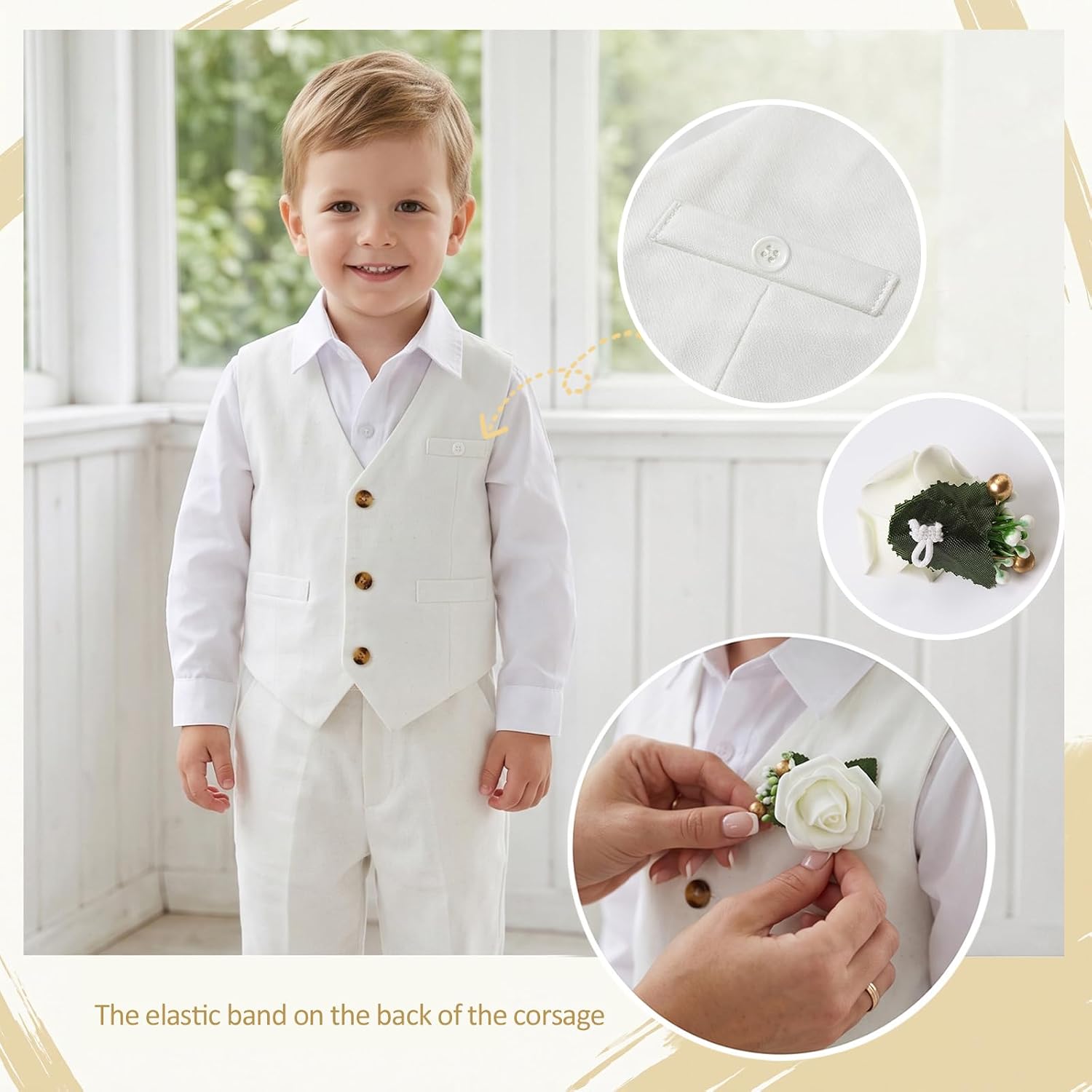 SANGTREE Cotton Boys Formal Suit Toddler Boy Dress Clothes Wedding Outfits