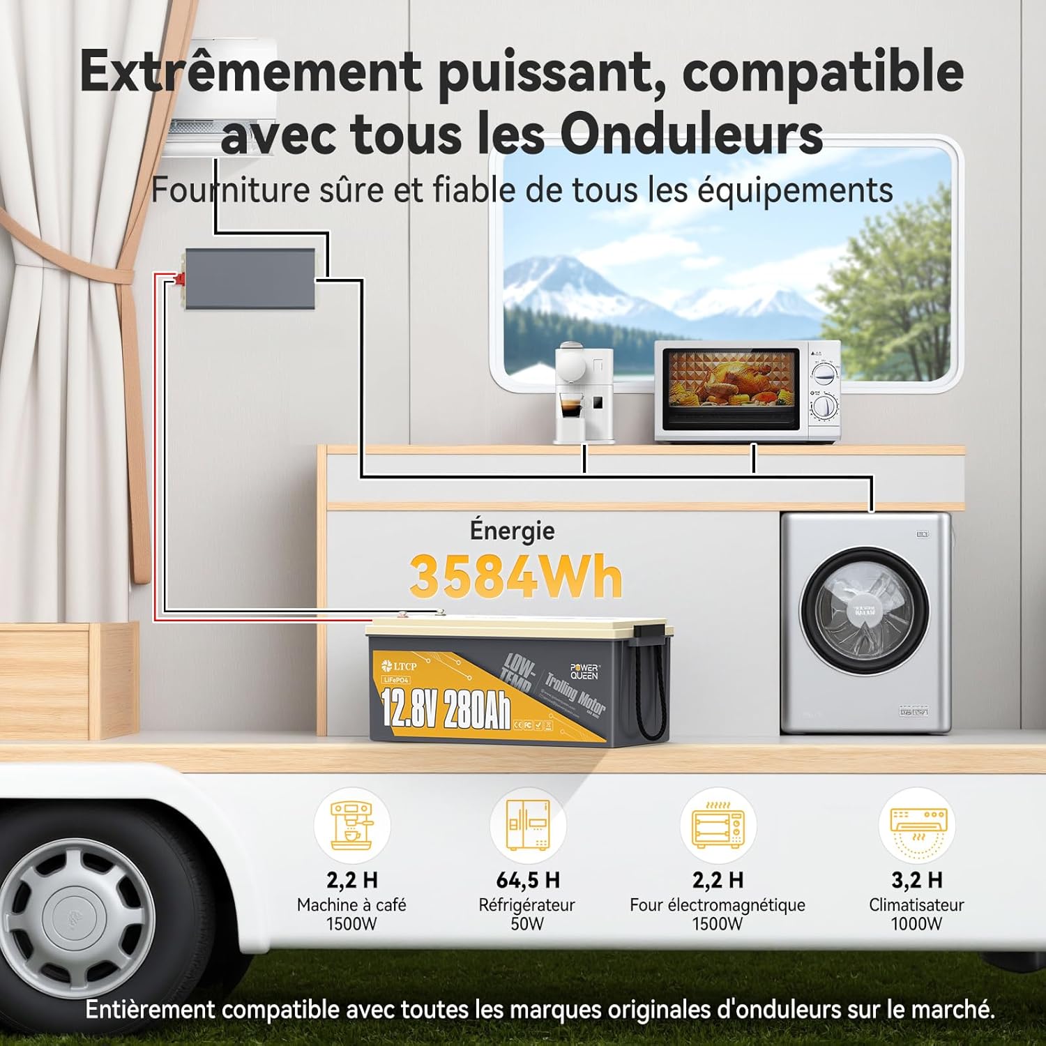 RV interior powered by battery