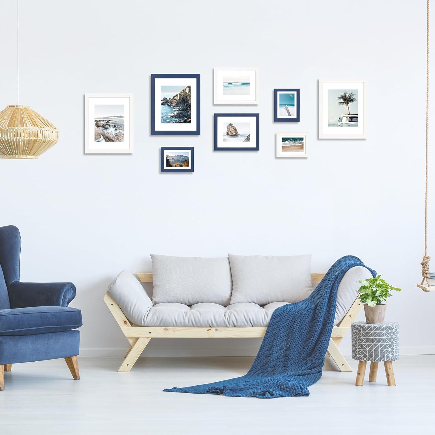 11x14 Picture Frame Set of 4, High Definition Real Glass, Display Pictures 8x10 with Mat or 11x14 Without Mat, Gallery Wall Hanging Photo Frames, Blue - Image 5