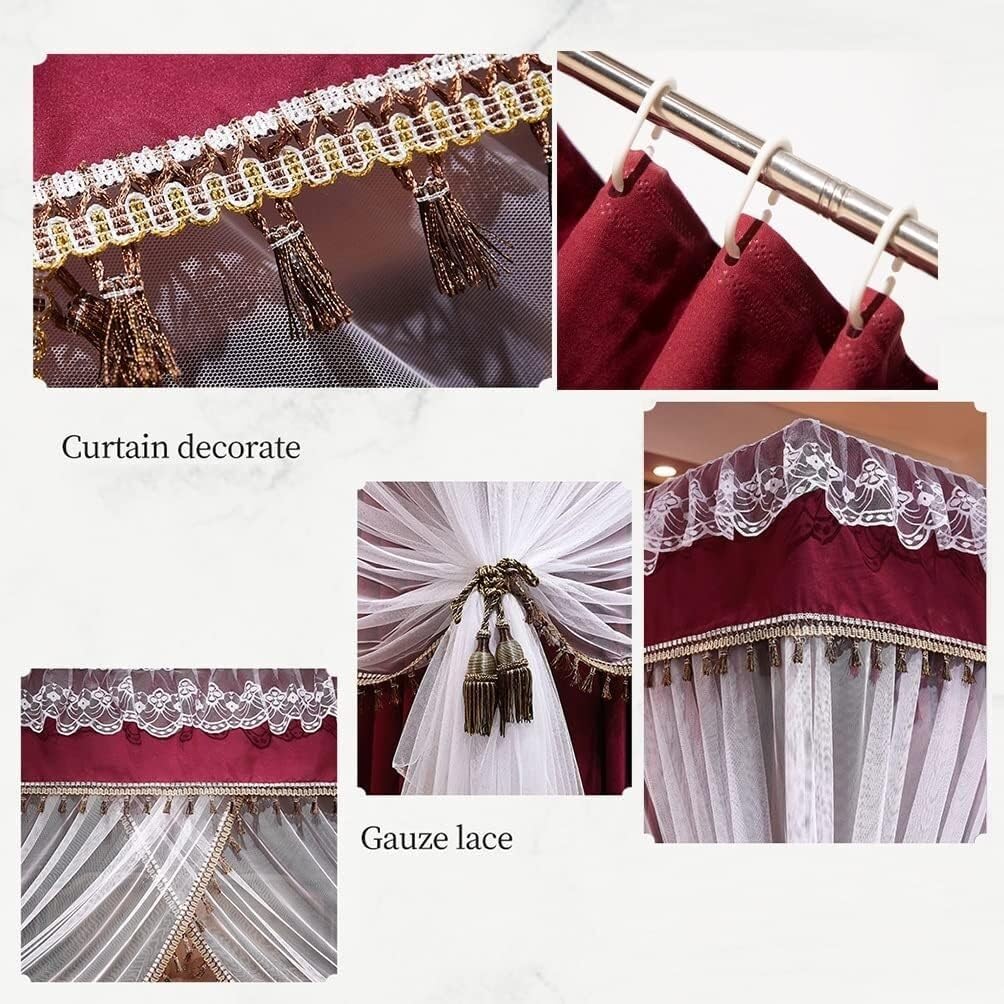 Słupki narożne w europejskim stylu dworskim Twin Queen Deluxe zasłona na łóżko i zestaw moskitiery (kolor: niebieski-3, rozmiar: 180 x 220 cm) (kolor: czerwony-1, rozmiar: 150 x 200 cm)