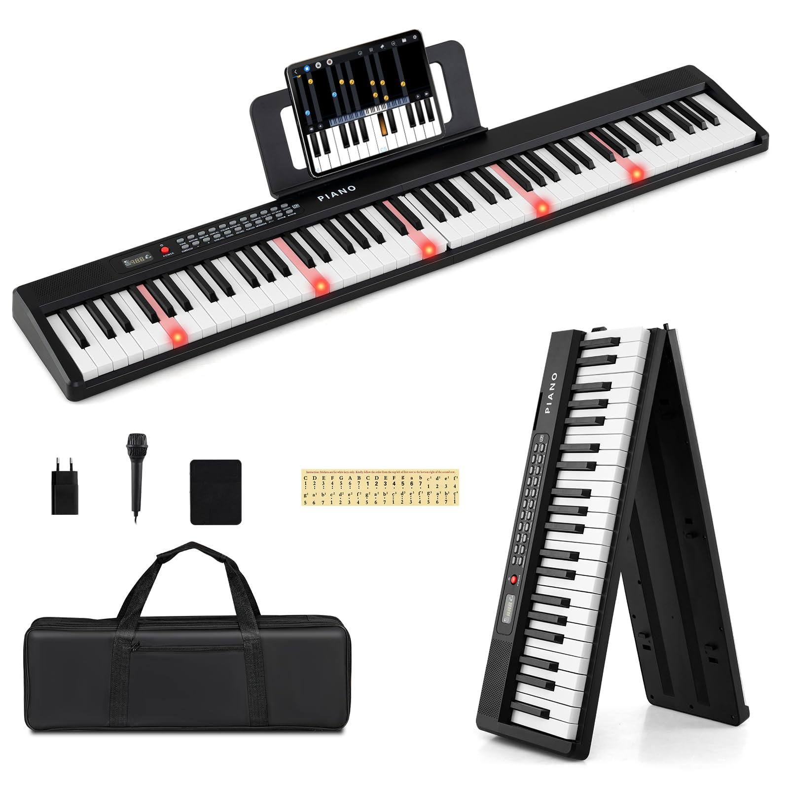 電子ピアノ Electronic Piano, 88 Keys Amazon.com: Costzon 88 Key Folding Piano Keyboard, Portable Full