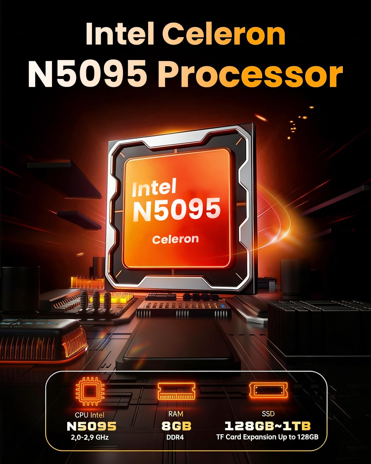 15.6 Pulgadas Ordenador Portatil, Win 11 Pro PC Portátil Celeron N5095 CPU, Portátil con 8GB DDR4 512GB SSD, 1920*1080 IPS FHD Pantalla Laptop, WiFi 6, BT5.0, Teclado Completo retroiluminado