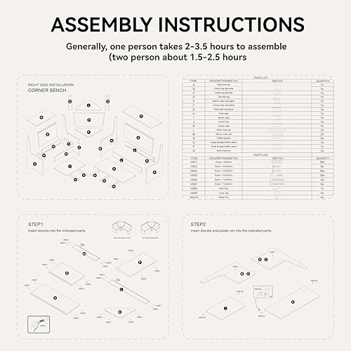 Miniatura 8 de Juego de comedor para rincón de desayuno y cocina, mesa de esquina con banco y silla, diseño en L para ahorrar espacio, 3-4 asientos para el hogar