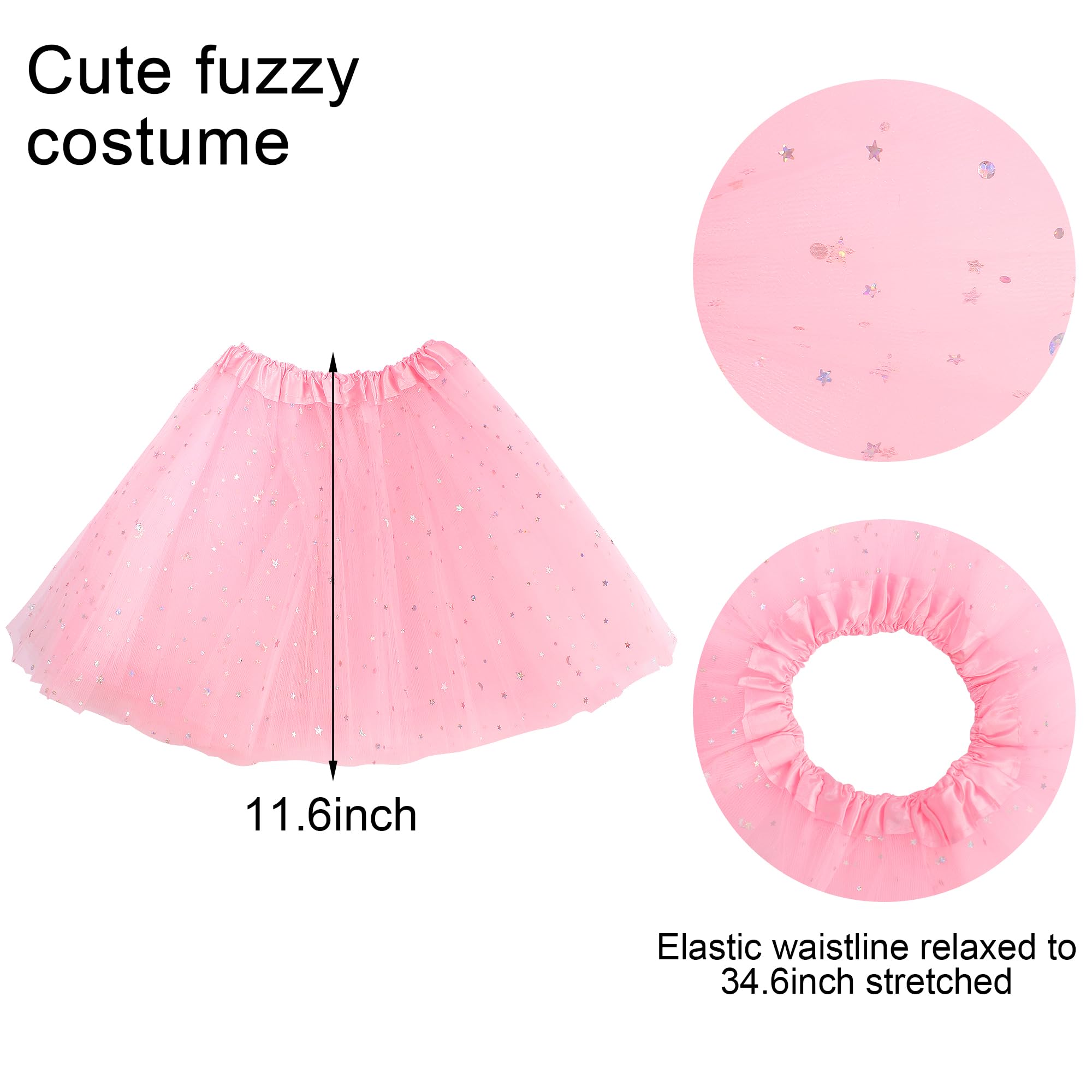 Exacoo Pink Pig Costume Set Fuzzy Pig Ears Headband Piggy Nose Tail Tutu Skirt Bowtie Kit Animal Circus Costumes Dress Up Halloween Cosplay Decoration Cute Piglet Outfit