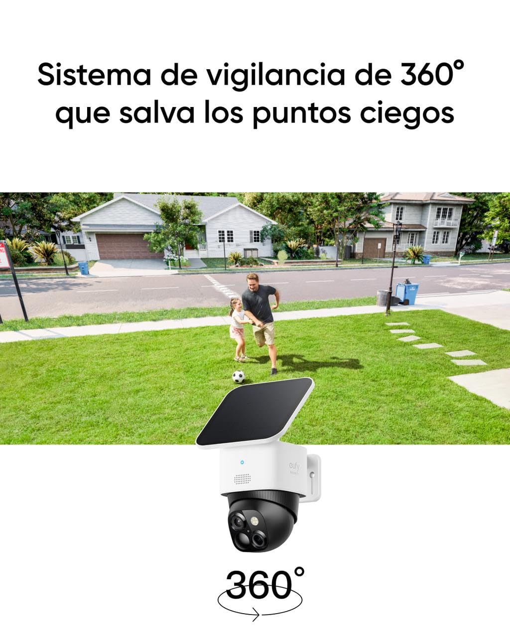 eufy Security SoloCam S340 3K Camara vigilancia WiFi Exterior Solar, vigilancia de 360°, Wi-Fi 2,4 GHz, sin cuotas mensuales, Compatible con HomeBase 3