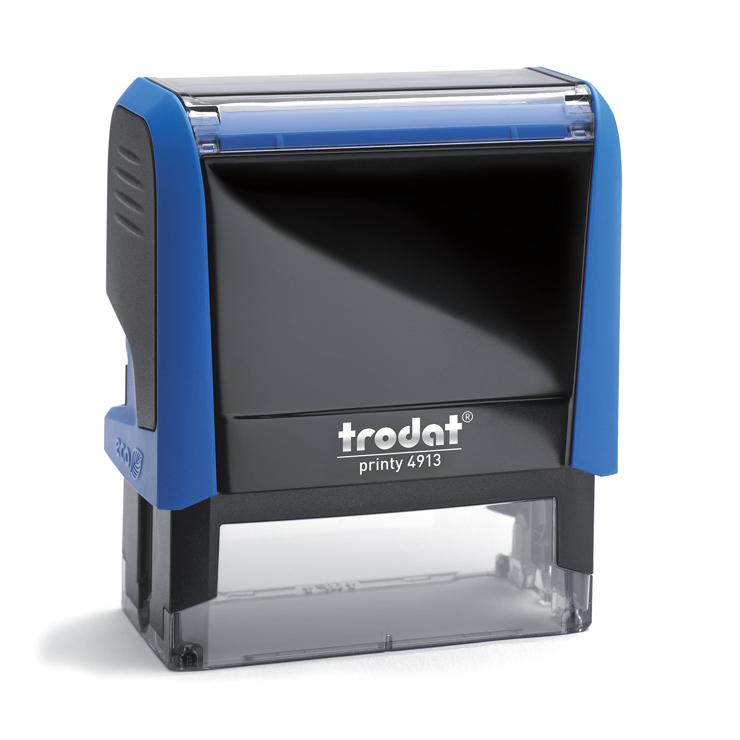 Trodat Printy Line 4913 (Bleu, Large 57x21 mm) Tampon encreur professionnel personnalisé, auto-encreur, tampon d'entreprise, tampon d'adresse