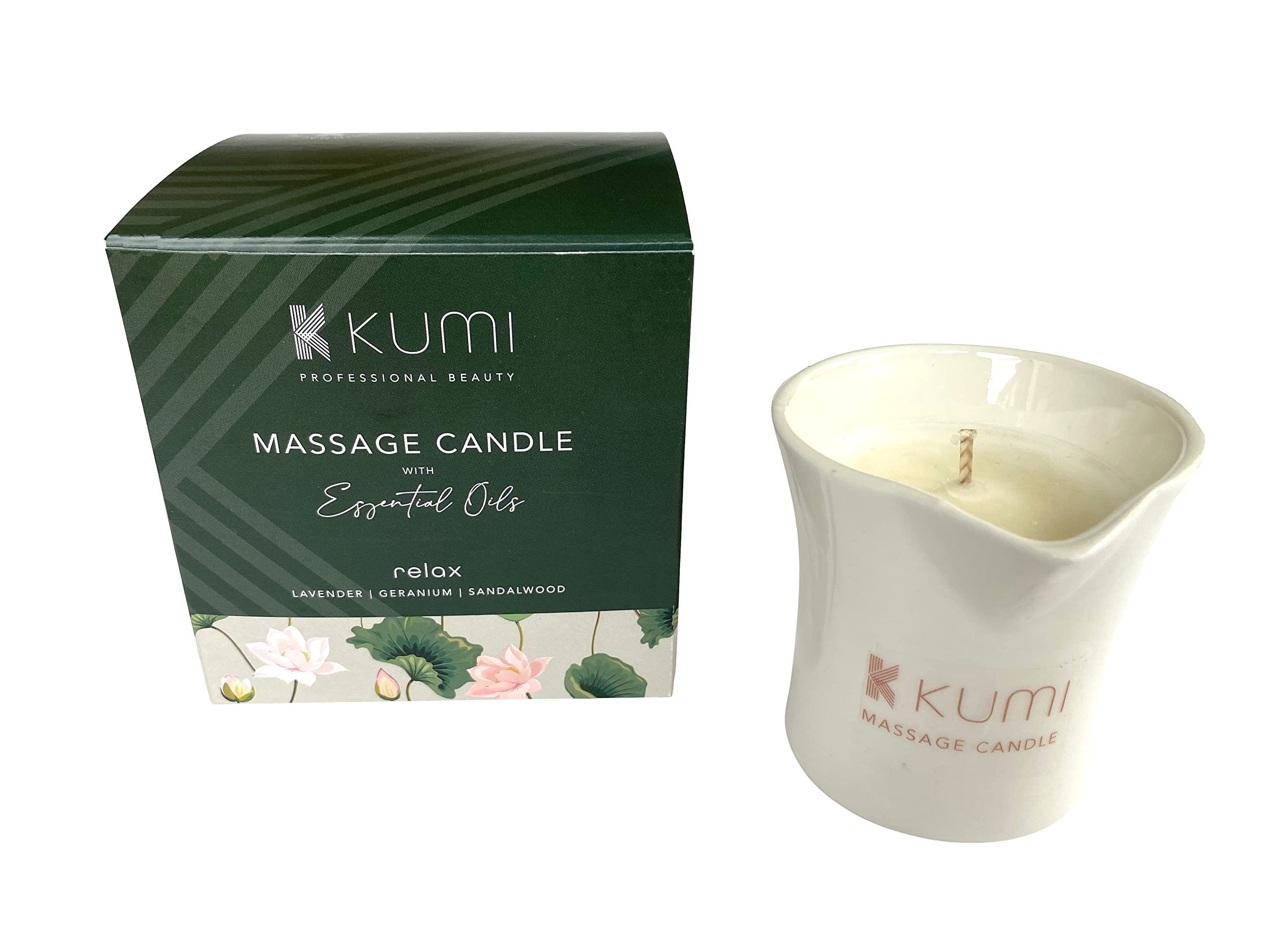 K Kumi Professional Beauty Lavender Kumi Aromatherapy Massage Candle - Scented Candle For Massage - Plant Based & Vegan Massage Oil Based Candle - Home Spa - Uk Made - 100G - Relax