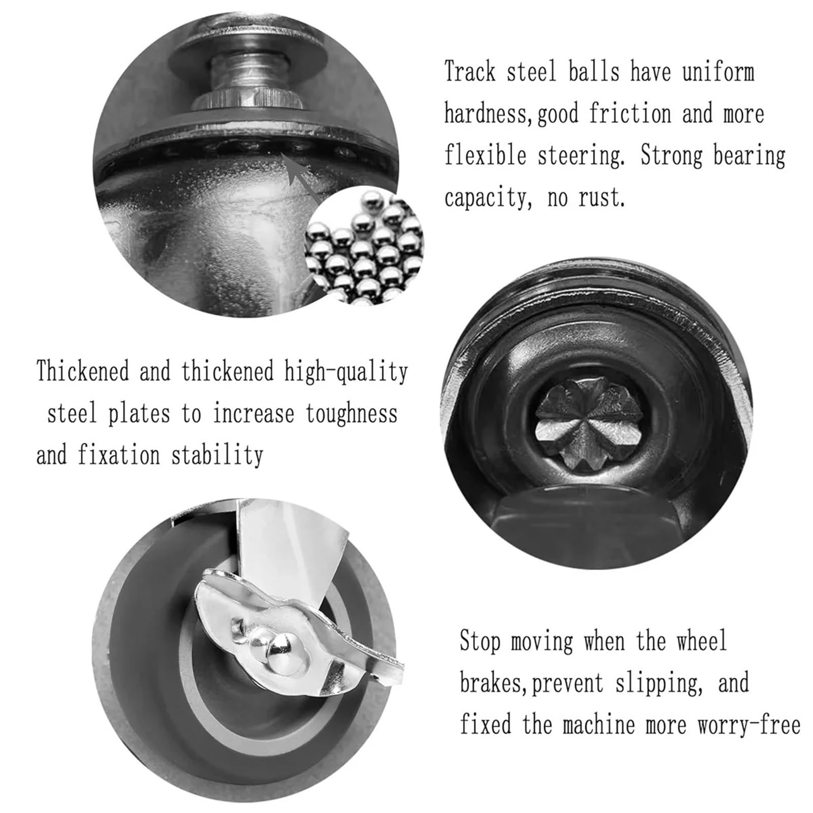 Rollen 3-Zoll-Rollen, Schwerlastrollen mit Bremsen, Feststell-Gummiräder, Plattenschwenker for Möbelwagen(Combinatorial)
