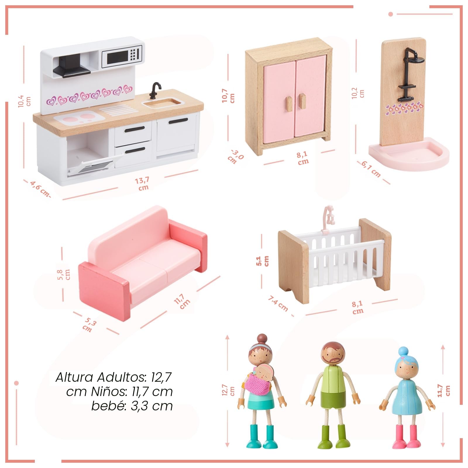 Giant Bean Muebles Casa De Muñecas 36 Pcs Niño 3 Años+