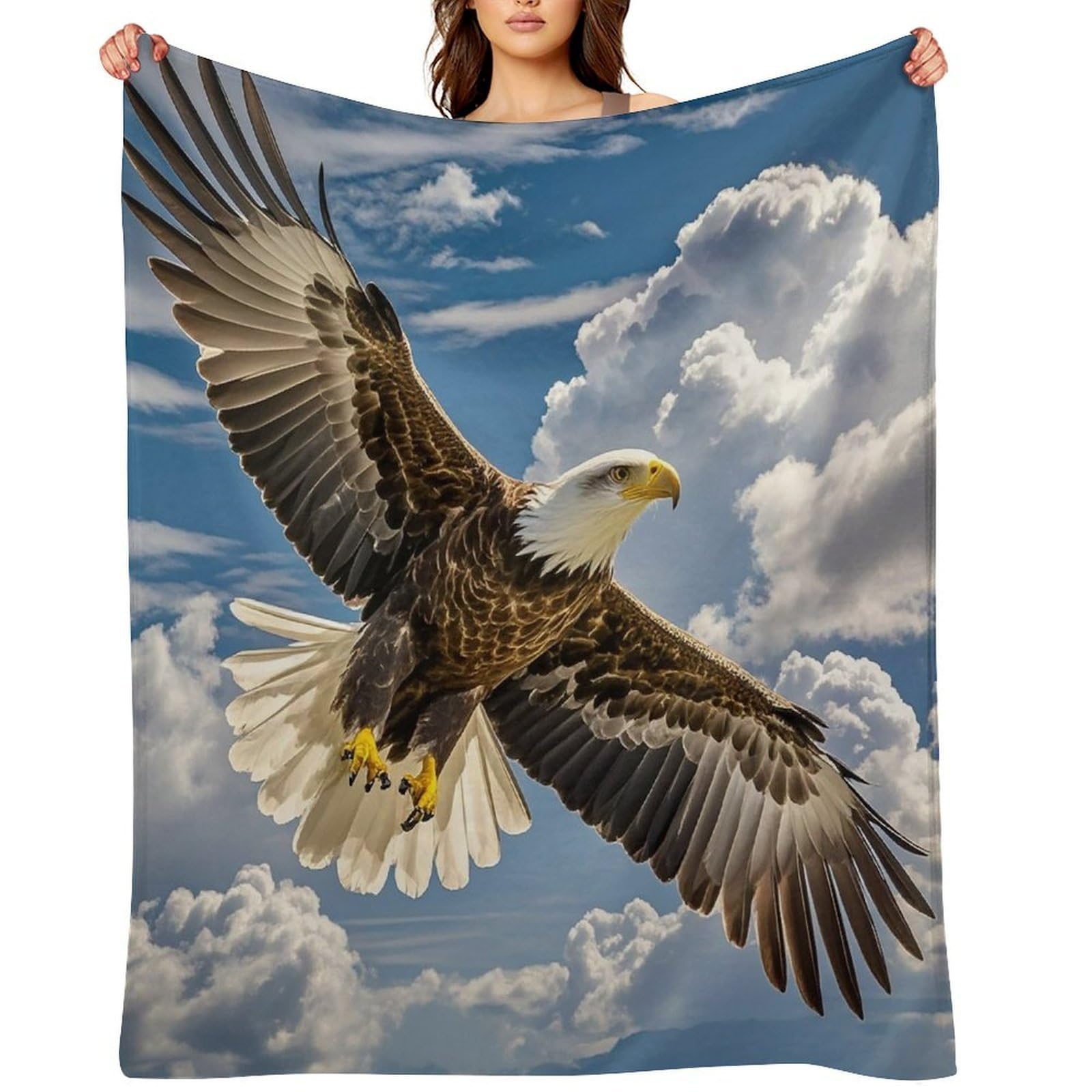 Flannel Fleece Throw Blanket - 60"x80" Super Soft Plush,Lightweight Wrinkle Resistant Cozy an Eagle Blanket for Couch Sofa Bed Travel Camping and Gift