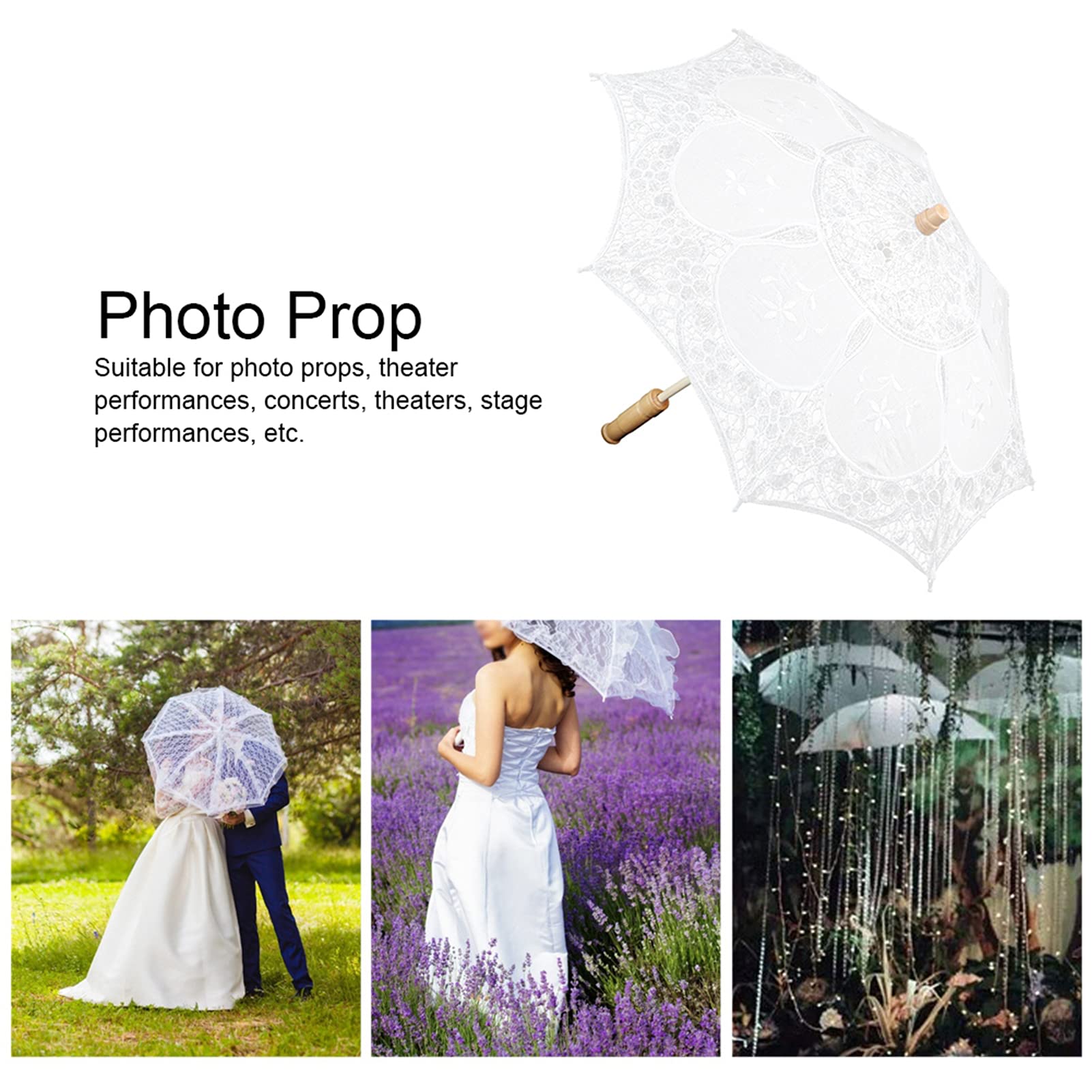 Duży Koronkowy Parasol, Koronkowy Parasol ślubny w Stylu Zachodnim Parasol Bankietowy Fotografia Sceniczna Rekwizyt Materiały ślubne Fotografia Zewnętrzna (biały, duży)