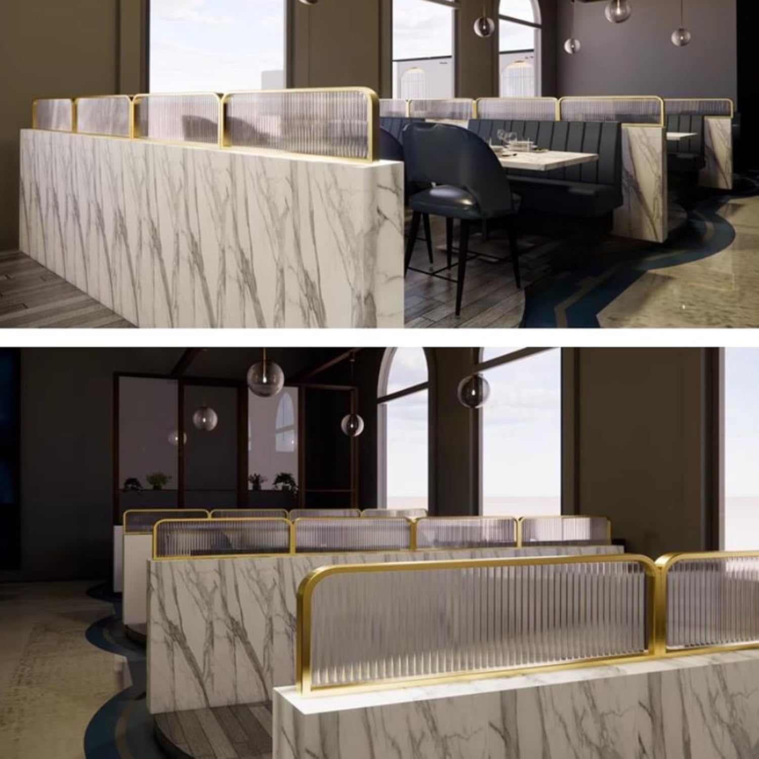 Stylish Desk Privacy Divider, Translucent Glass Partition with Stainless Steel Frame - Ideal for Restaurants, Bars, and Offices (1 Piece)