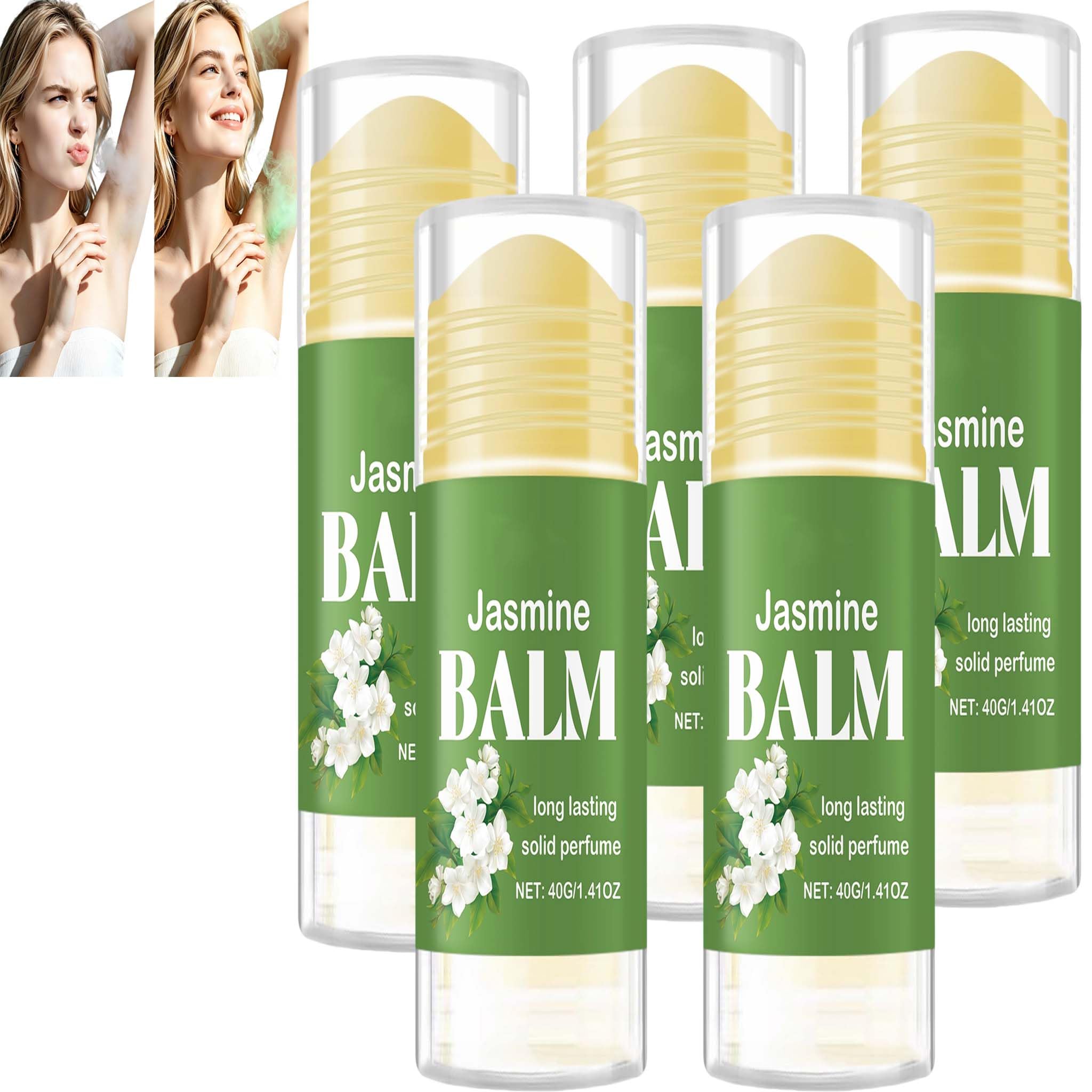 Solidny balsam zapachowy jaśminowy, przenośny solidny balsam zapachowy, do dymu soli/odświeżający i trwały, ba/ume zapach/solidna konsystencja, naturalne składniki baum/e pa/wędzone so/lide (5 szt.)