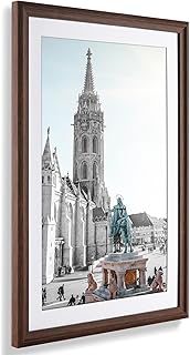 13x19 Picture Frame Wood,Simple Style in 13x19 Frame Wood,Plexiglass Pictures 11x17 with Mat or 13 x 19 Picture Frame Without Mat for Wall Art Photo and Prints,Walnut Wood 1Pack