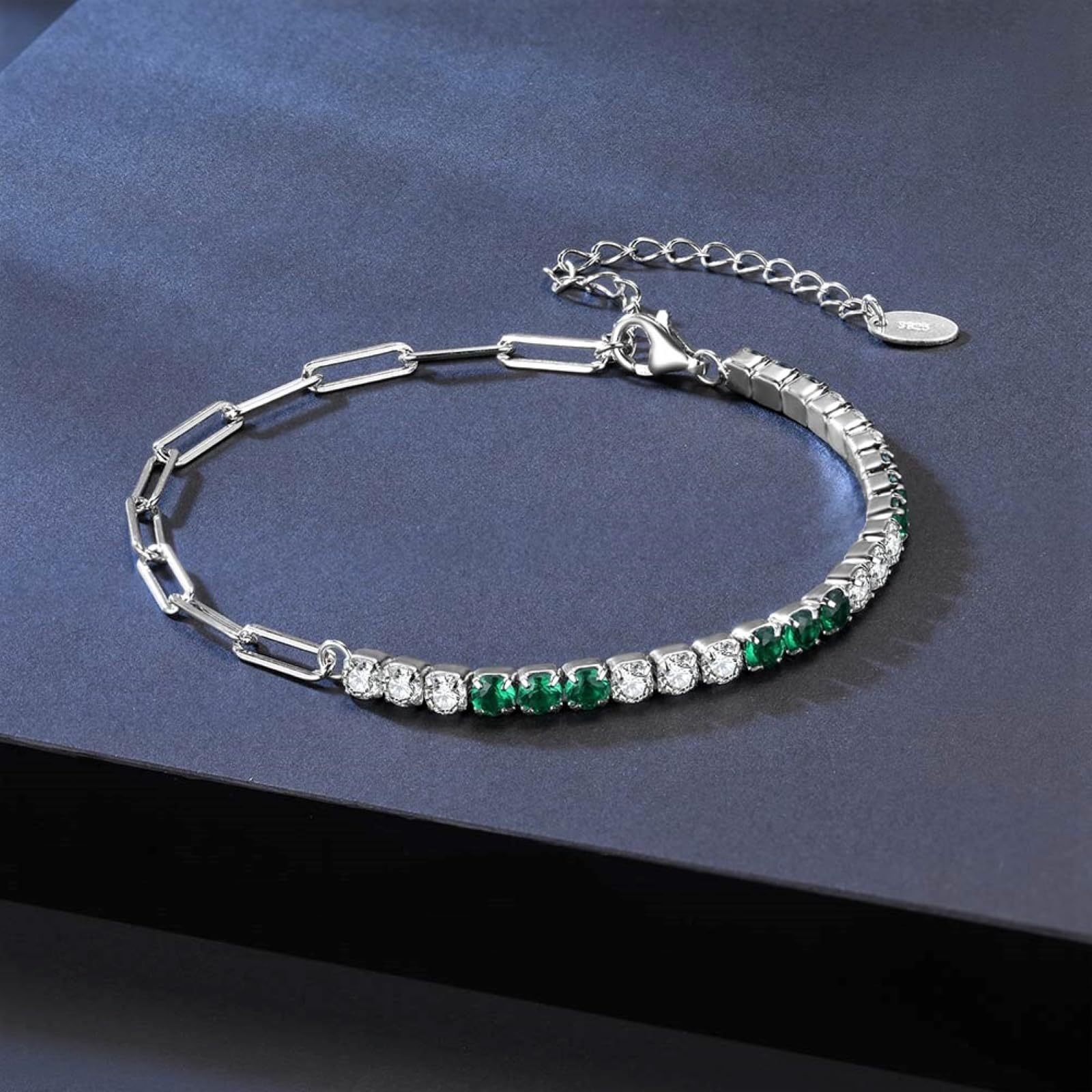 Bracciale da Tennis & Catena a Graffetta in Argento 925 con Zirconi Brillanti per Donne e Ragazze, Placcato Oro, Braccialetto Infinito con Zirconia Cubica per Lei