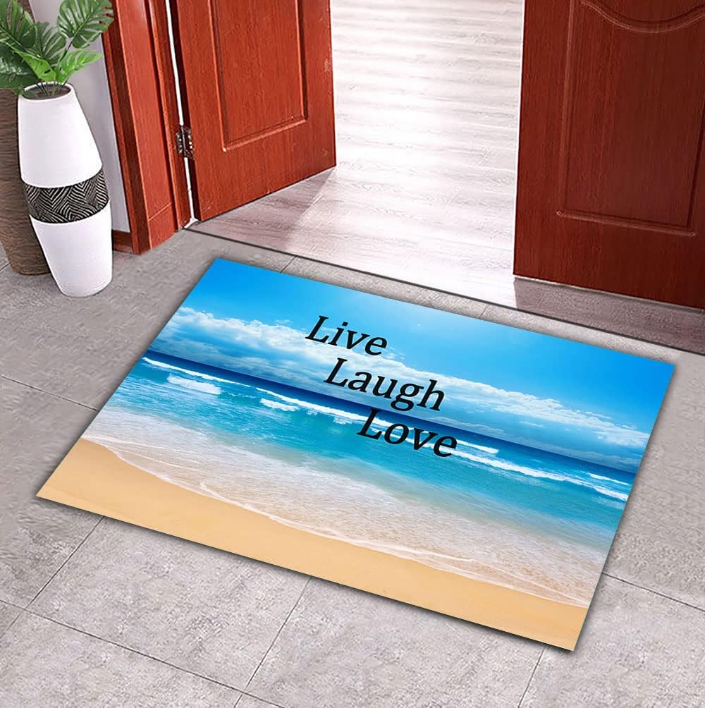 Ocean Doormat Live Laugh Love Kitchen Dining Living Hallway Bathroom Pet Entry Rugs 23.6" x 15.7"