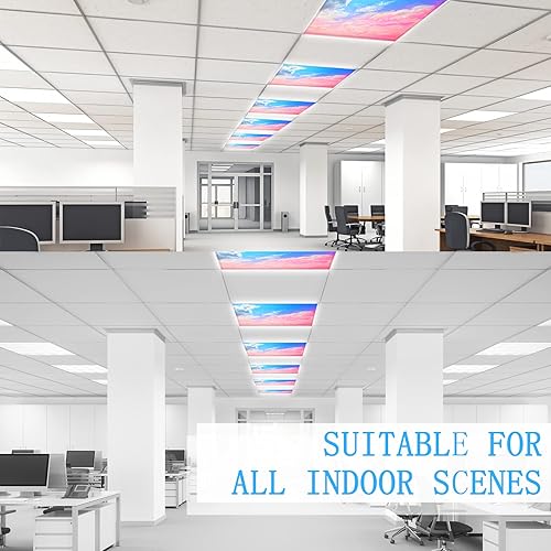 Miniatura 7 de Paquete de 4 cubiertas de luz fluorescente para luces de techo, aulas de oficina, cubiertas de luz magnéticas, difusores de luz para decoración de