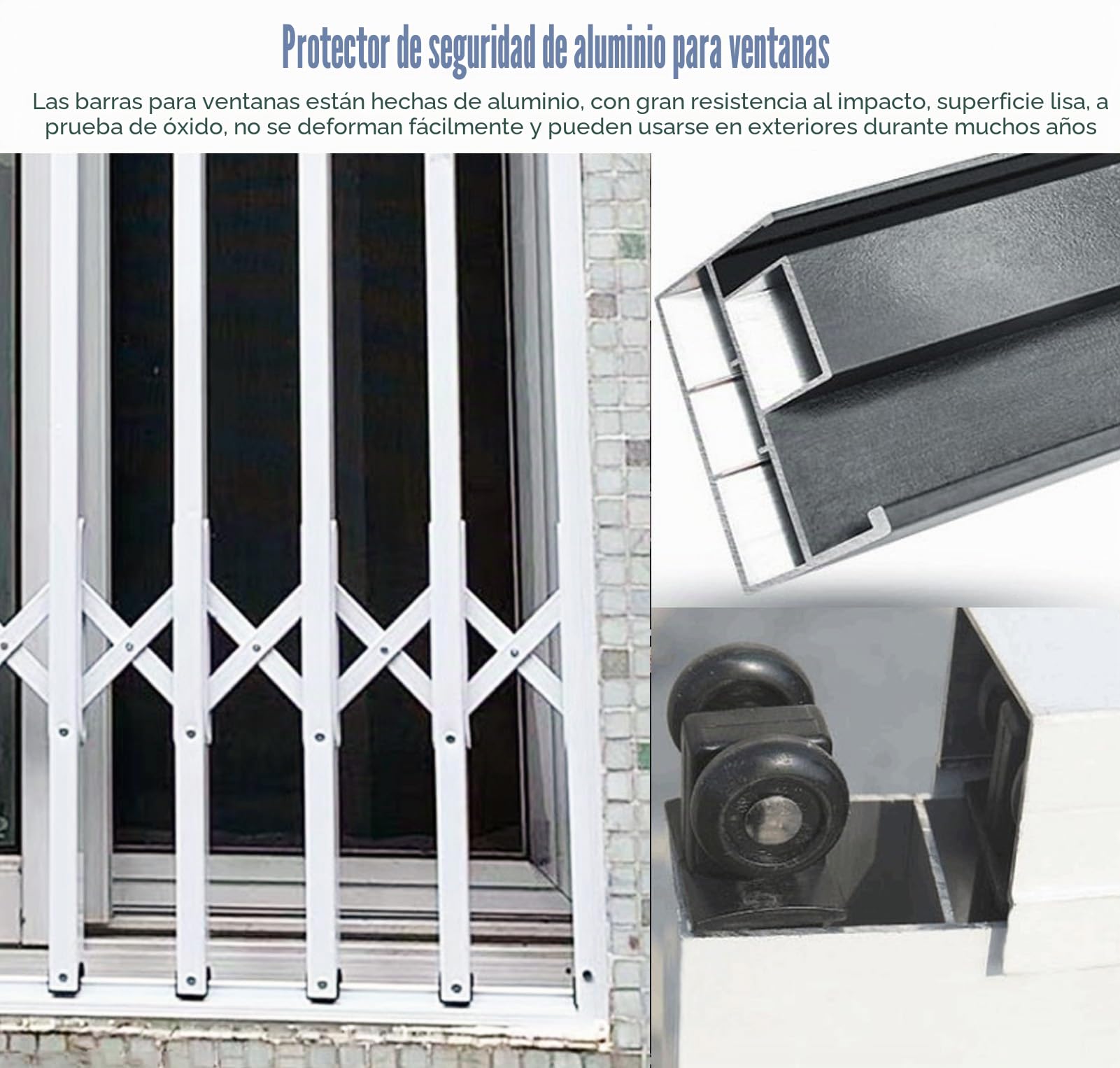 Rejas para Ventanas Exteriores Rejas Abatibles Blancas de Metal para Ventanas, Rejas de Seguridad para Ventanas con Cerradura, Rejas de Seguridad Antirrobo para Ventanas/ Reja para Ventanas, Extra Anc