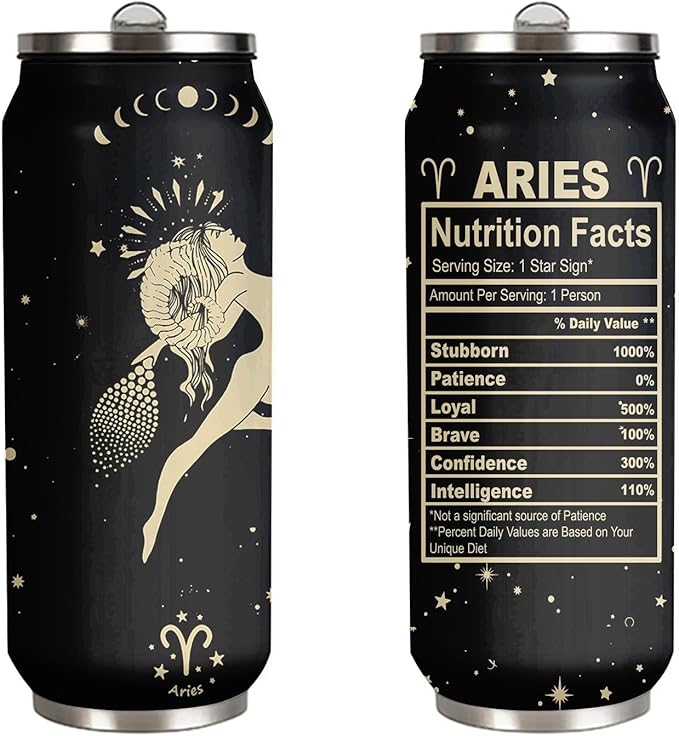 tatamonkey Aries Constellation Tumbler Zodiac Mens Womens Stainless Steel Tumblers Astrology Fans Birthday Gifts Coffee Sublimation Mugs Car Cup - 17 OZ