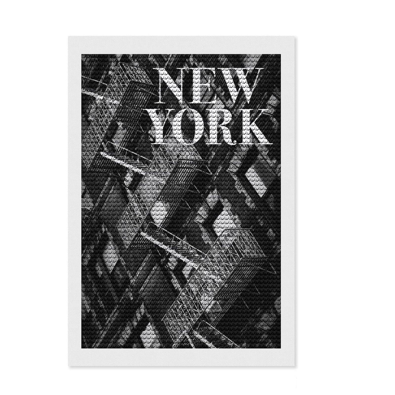 Junmoney NYC Fire Escapes Diamond Art Canvas 8"x12", for Women, Simple to Start, Modern Decor, Gift Idea, Nice Detail and Sparkle